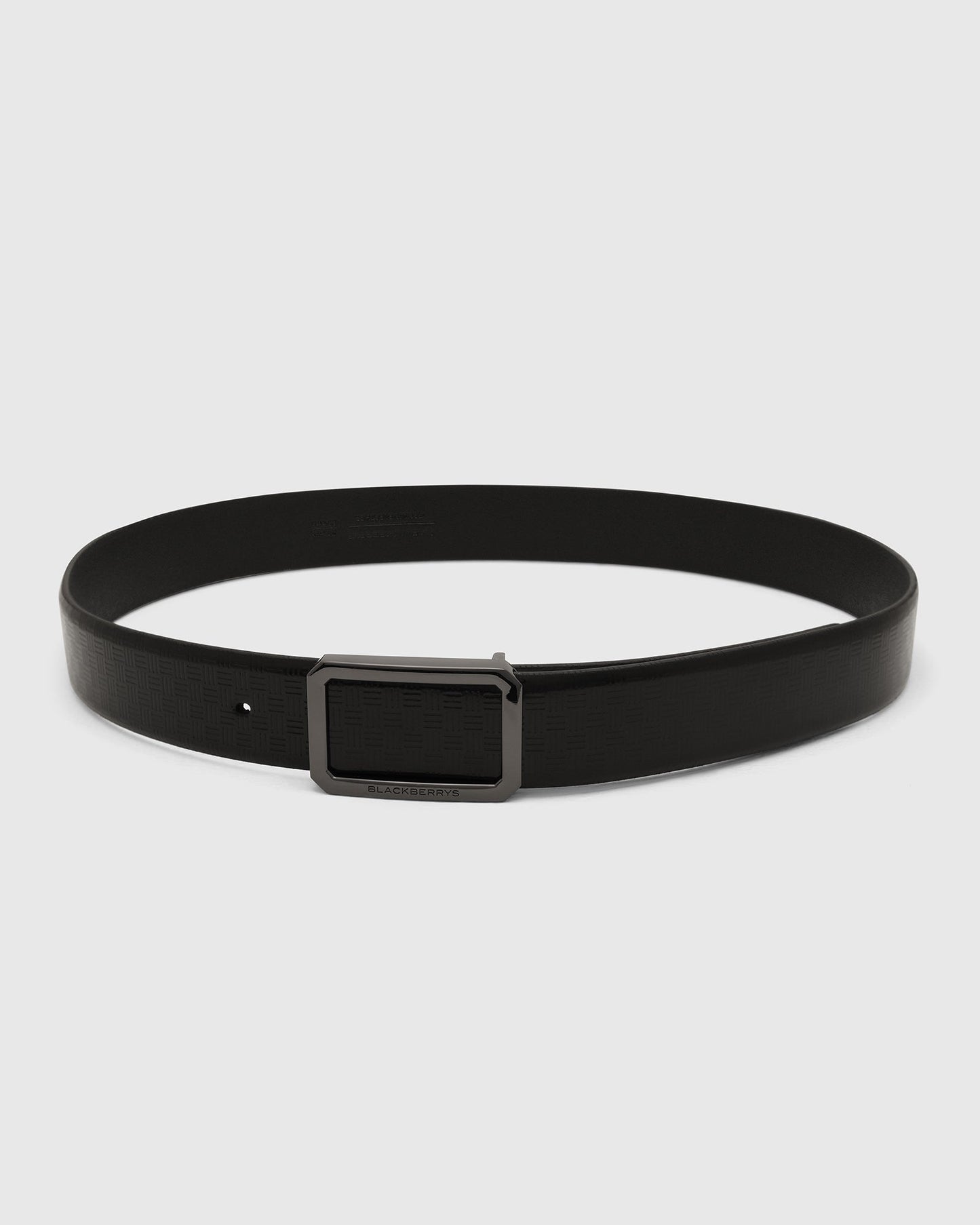 Leather Black Textured Belt - 9Veran