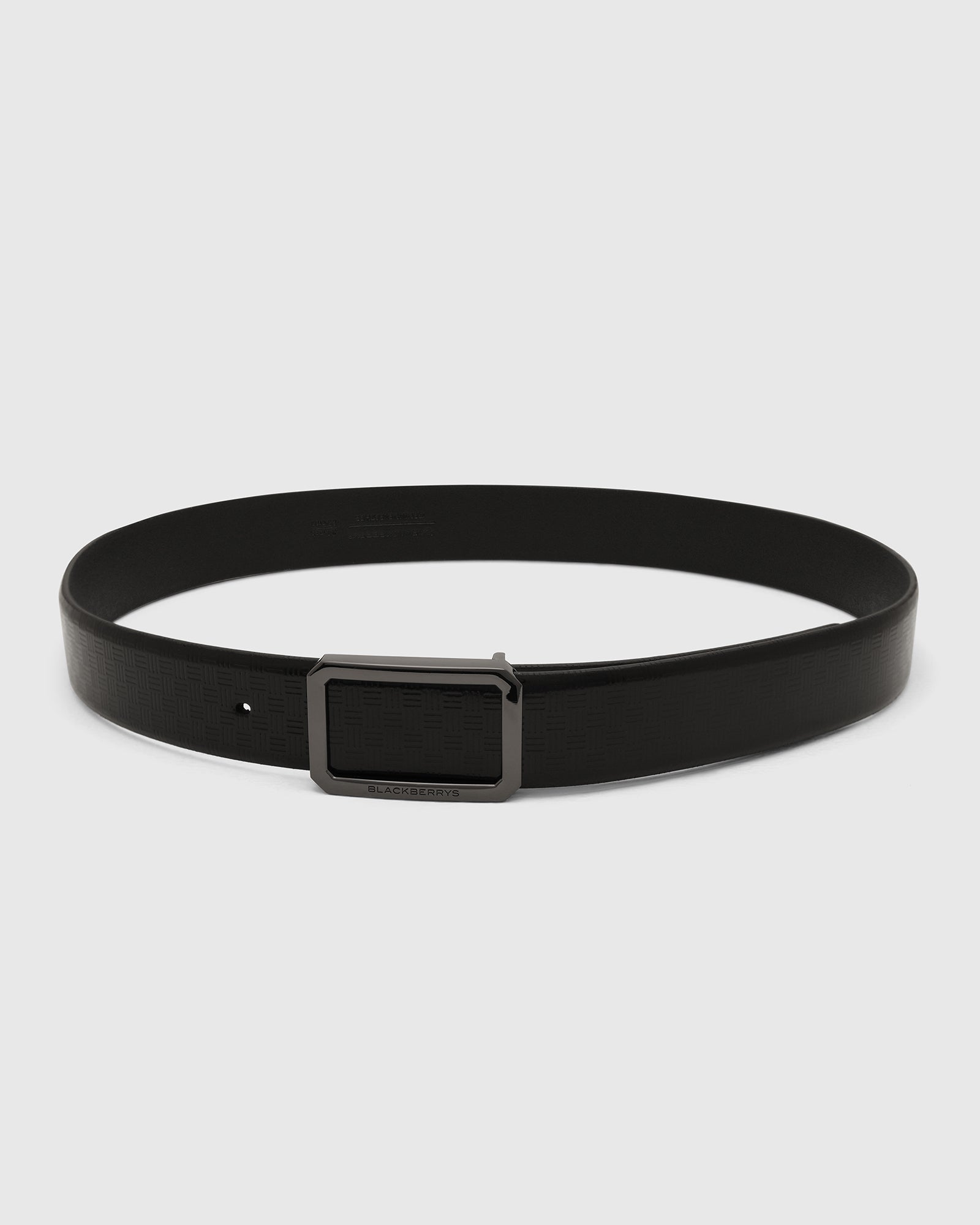 Leather Black Textured Belt - 9Veran