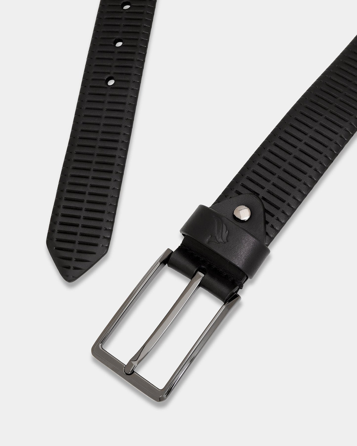 Leather Black Textured Belt - Adams