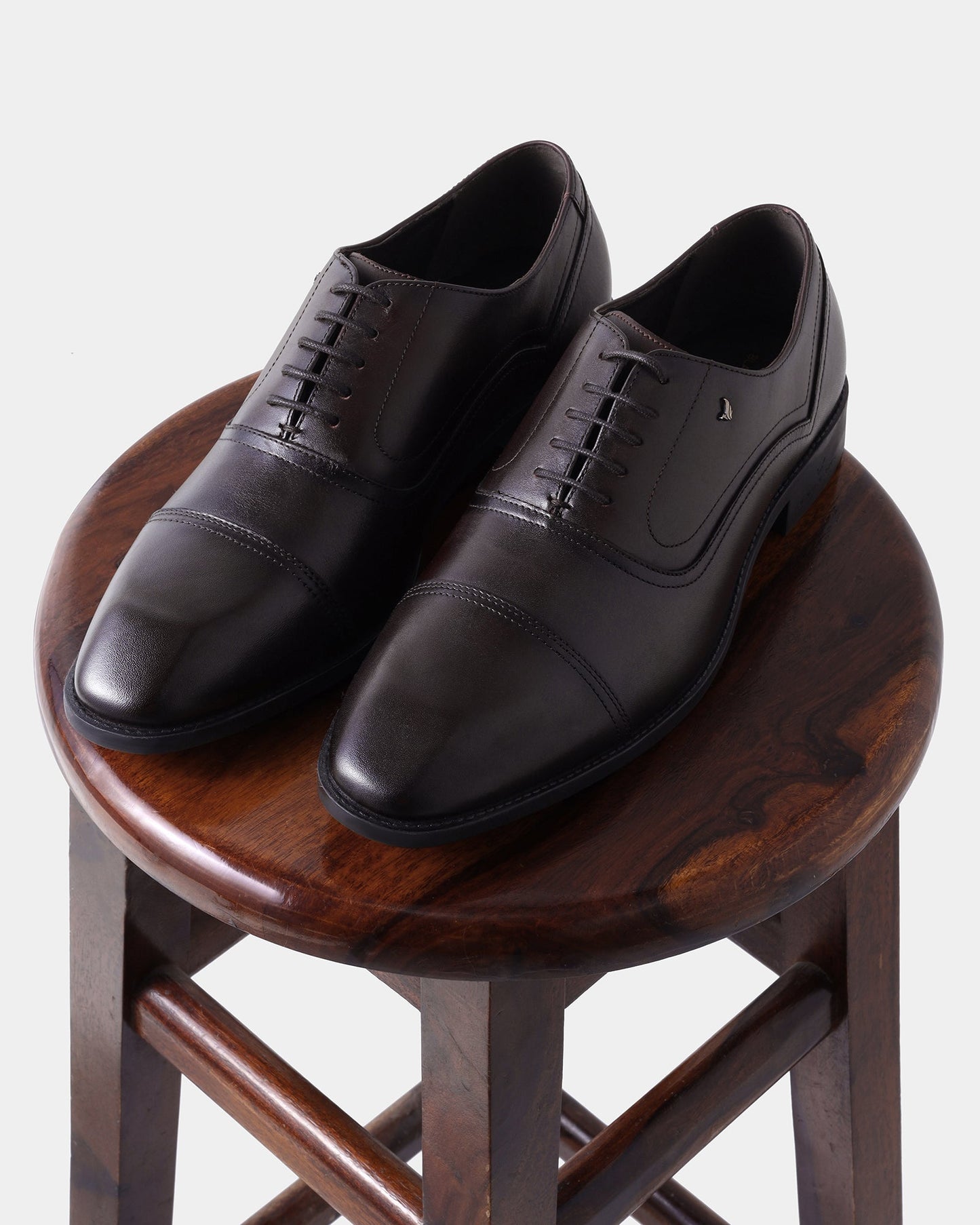 Leather Brown Solid Derby Shoes - Aztec