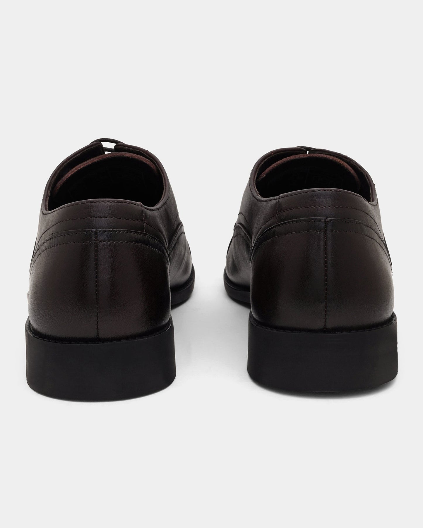 Leather Brown Solid Derby Shoes - Aztec