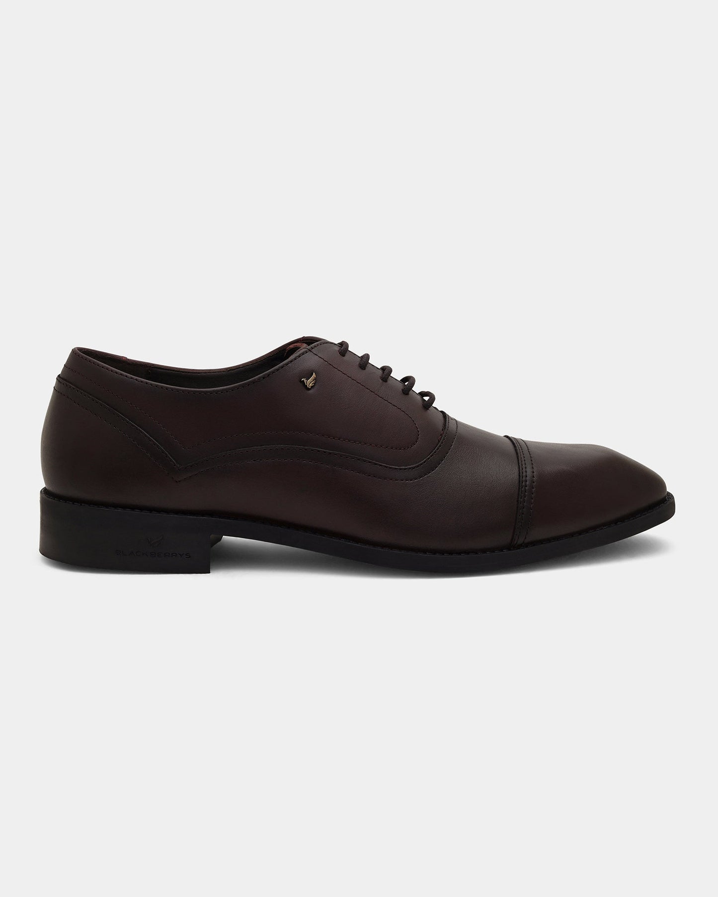 Leather Brown Solid Derby Shoes - Aztec