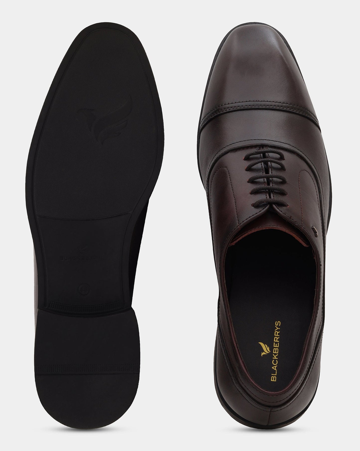 Leather Brown Solid Derby Shoes - Aztec