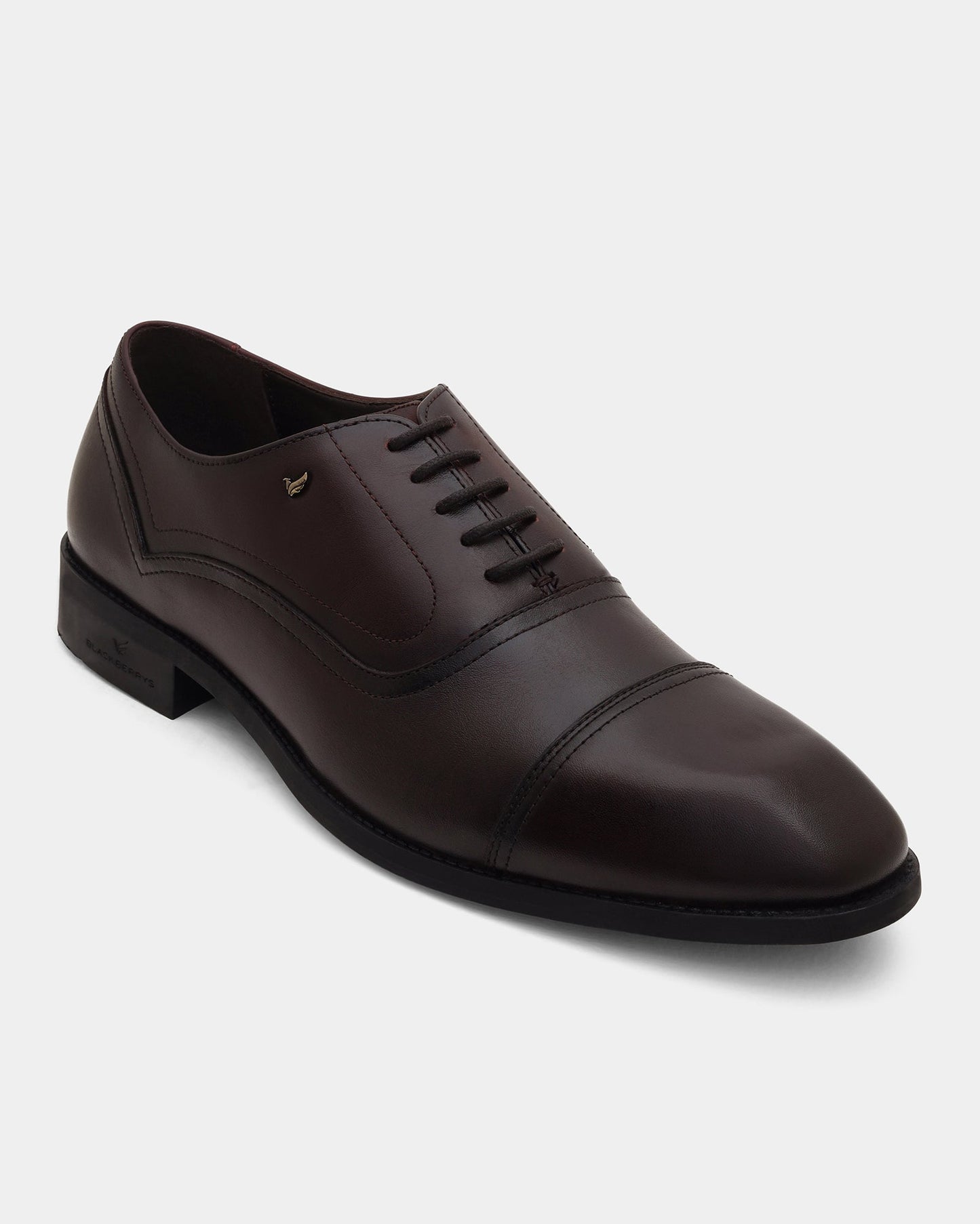 Leather Brown Solid Derby Shoes - Aztec