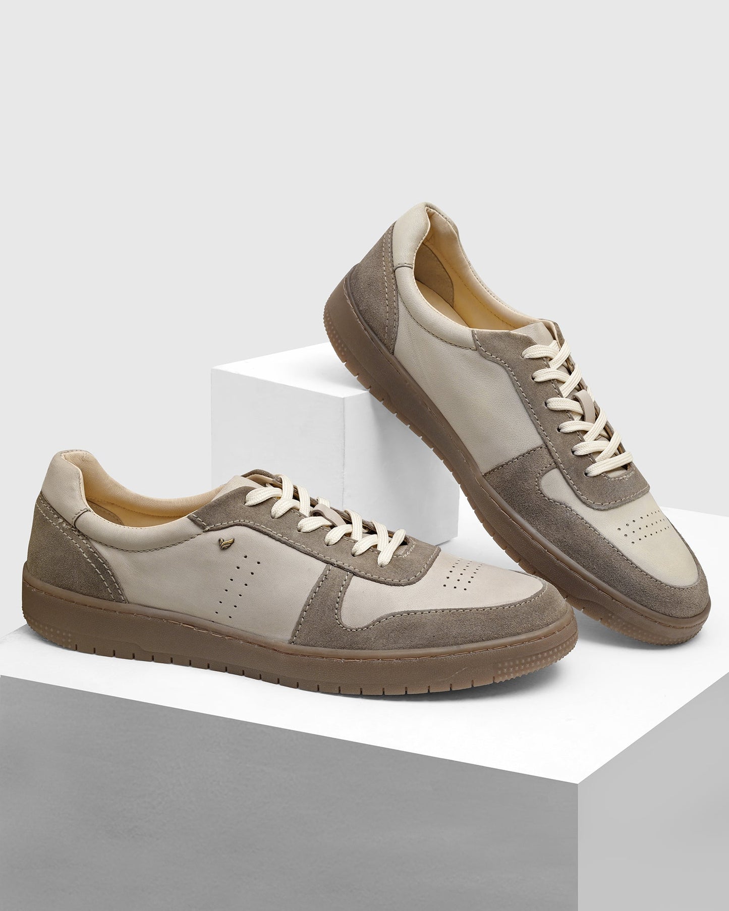 Leather Brown Solid Sneakers - Venice