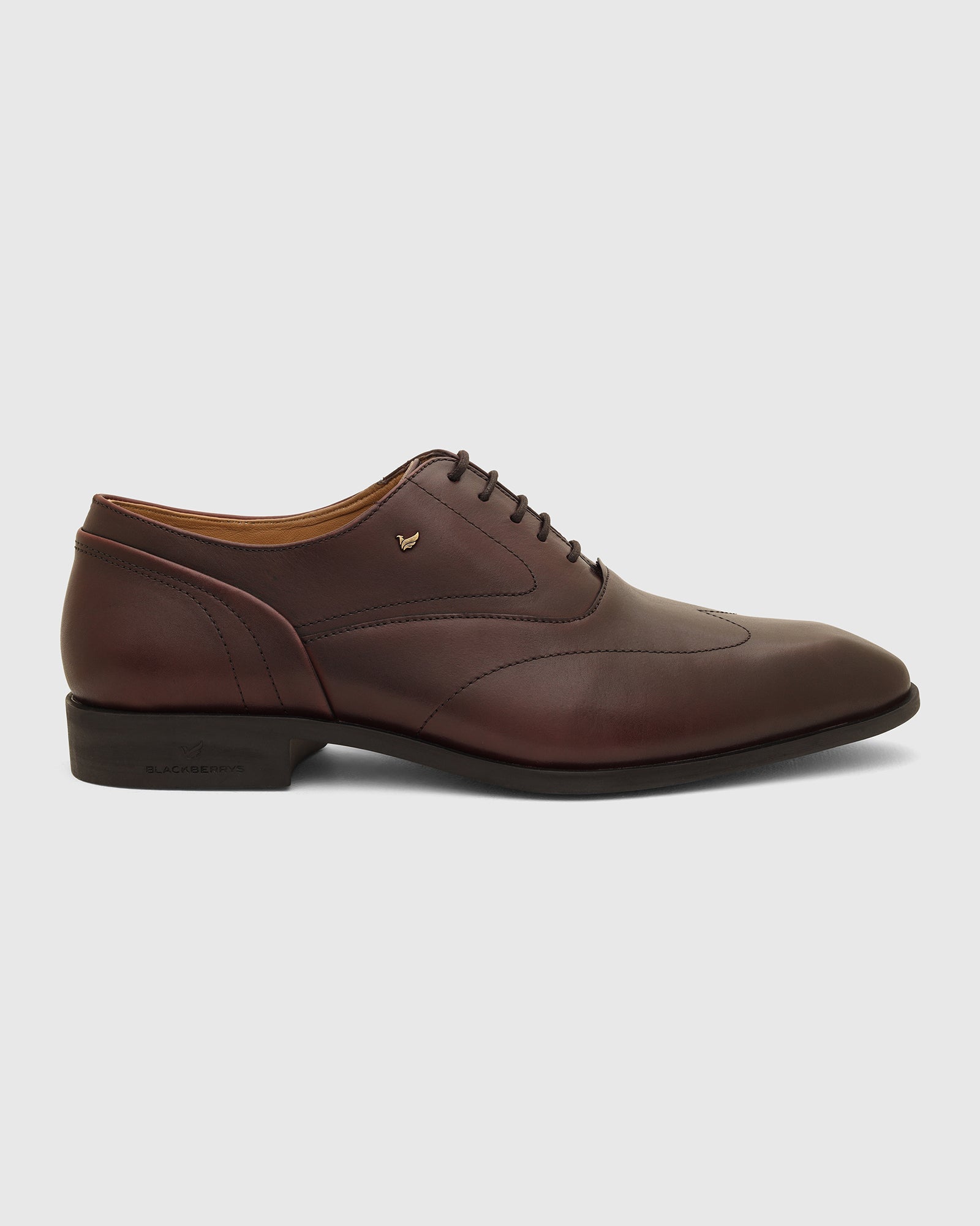 Leather Burgandy Solid Oxford Shoes - Vena