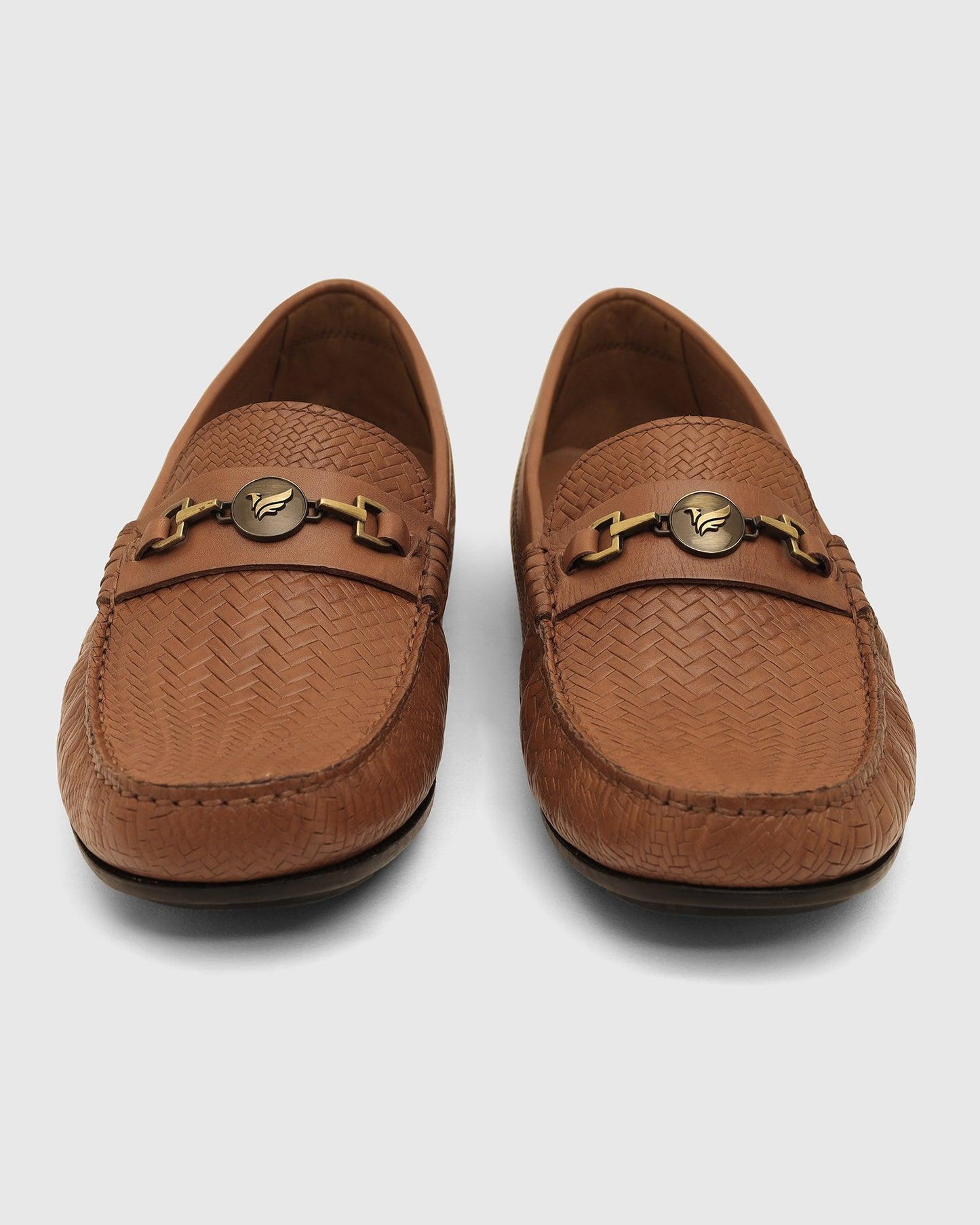 Leather Casual Tan Textured Loafers Shoes - Thread
