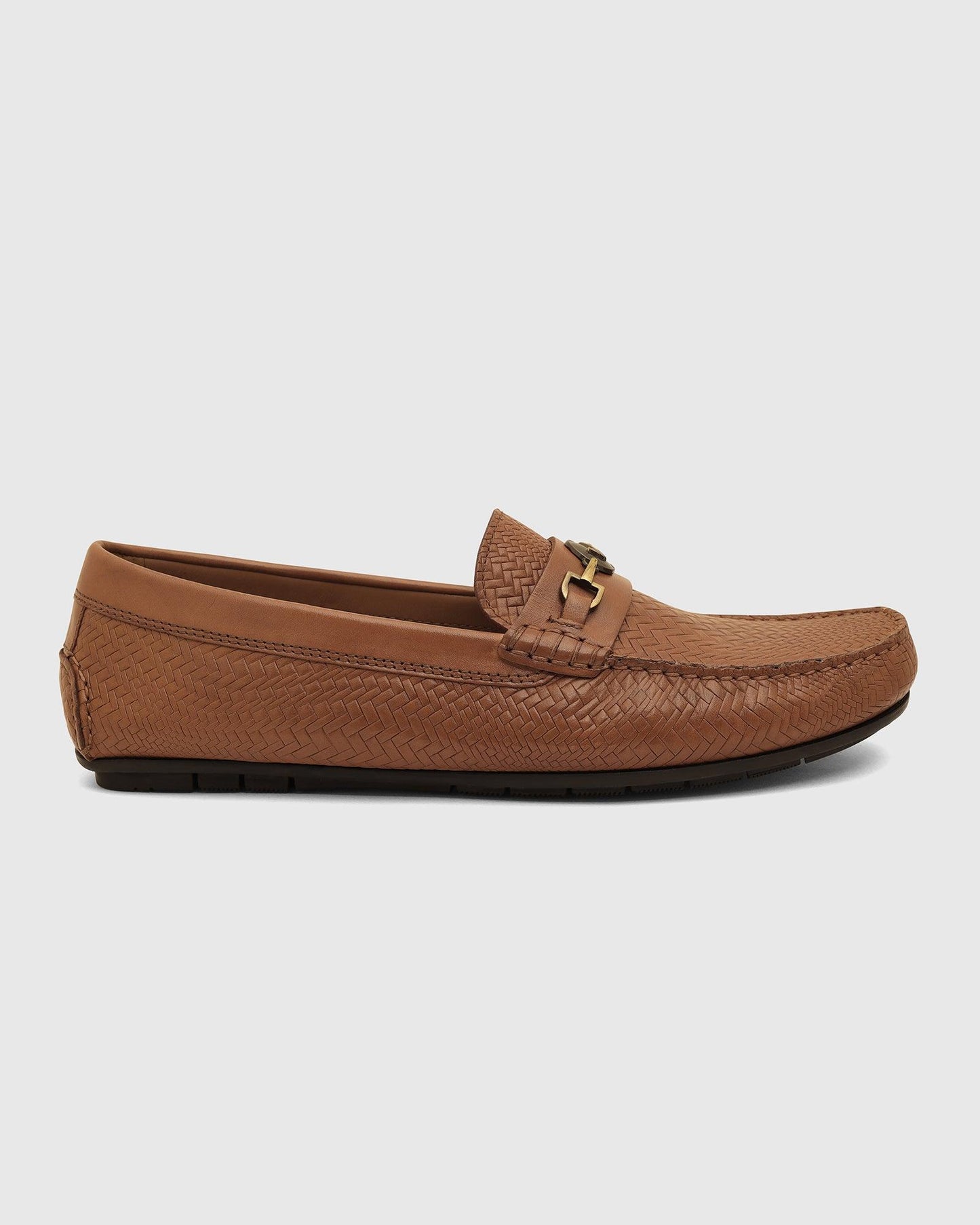 Leather Casual Tan Textured Loafers Shoes - Thread