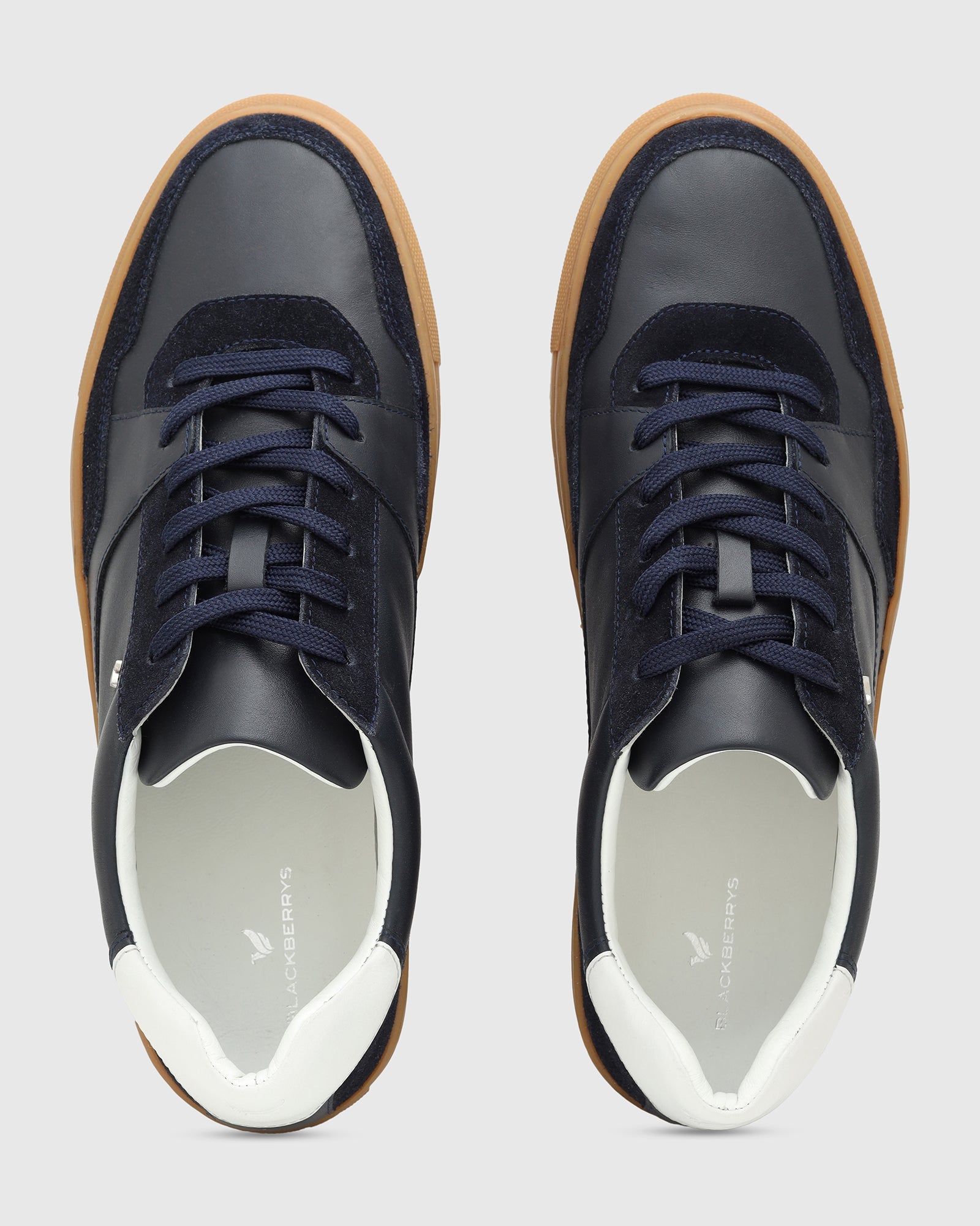 Leather Navy Solid Sneakers - Viva