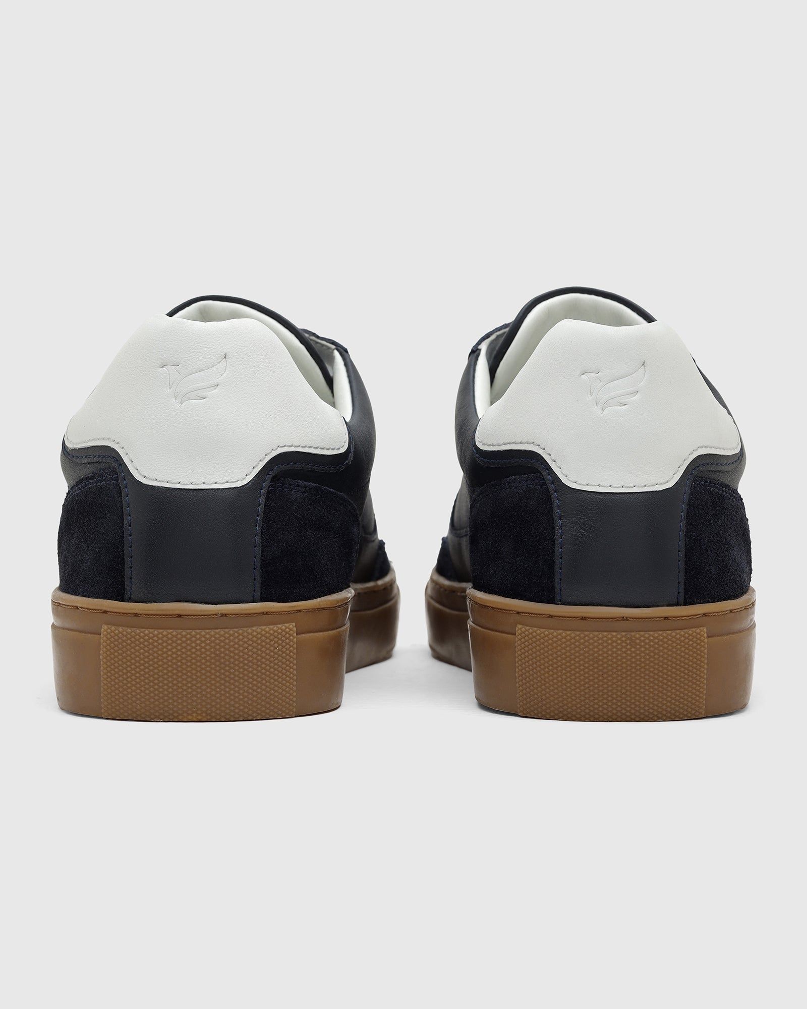 Leather Navy Solid Sneakers - Viva
