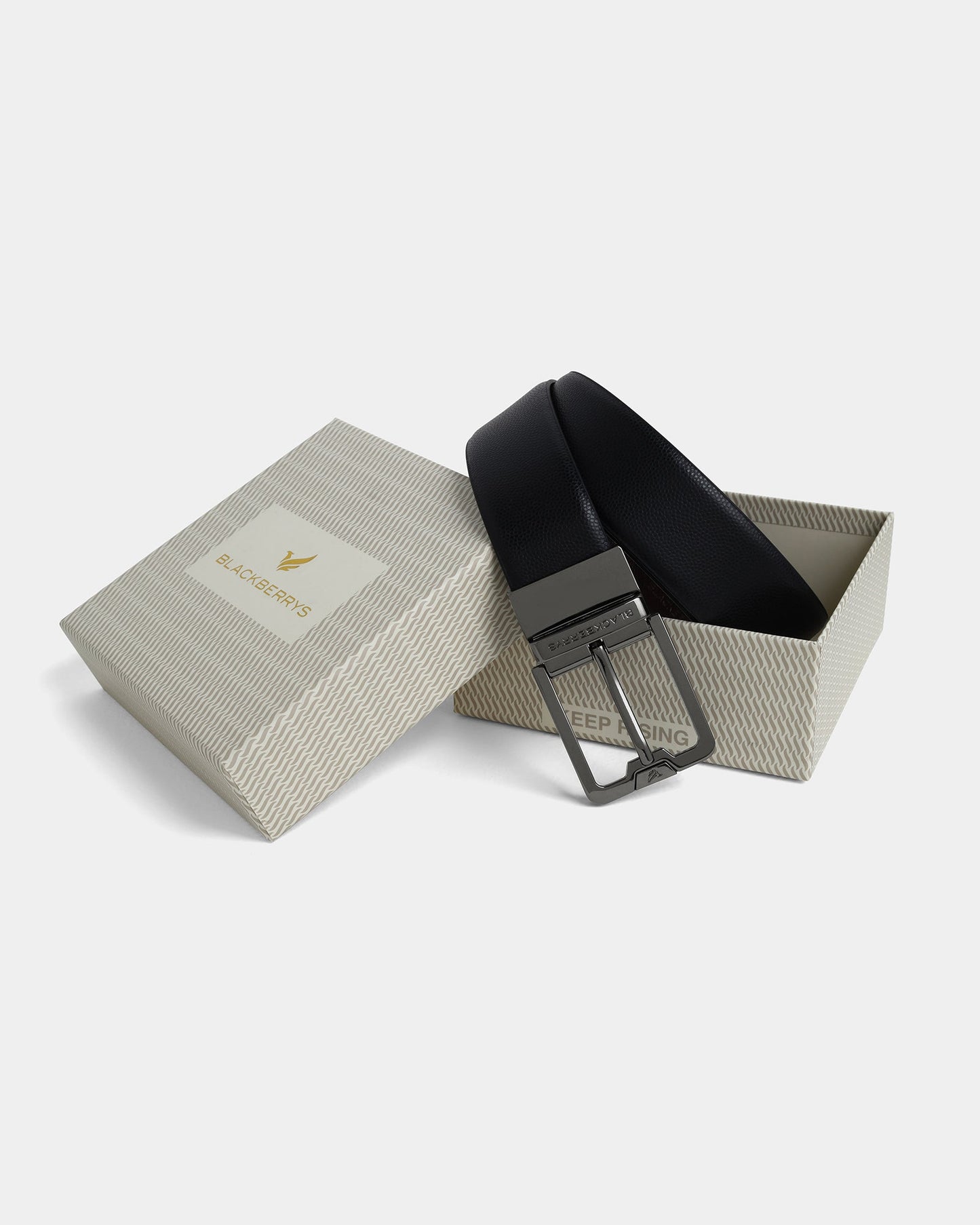 Leather Reversible Black & Burgandy Textured Belt - Arizona