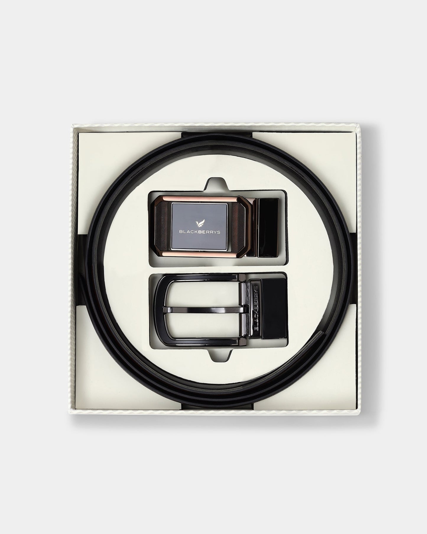 6-in-1 Reversible Leather Black & Brown Belt Gift Set - Averno
