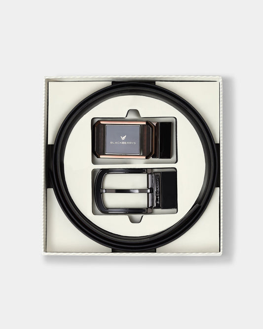6-in-1 Reversible Leather Black & Brown Belt Gift Set - Averno