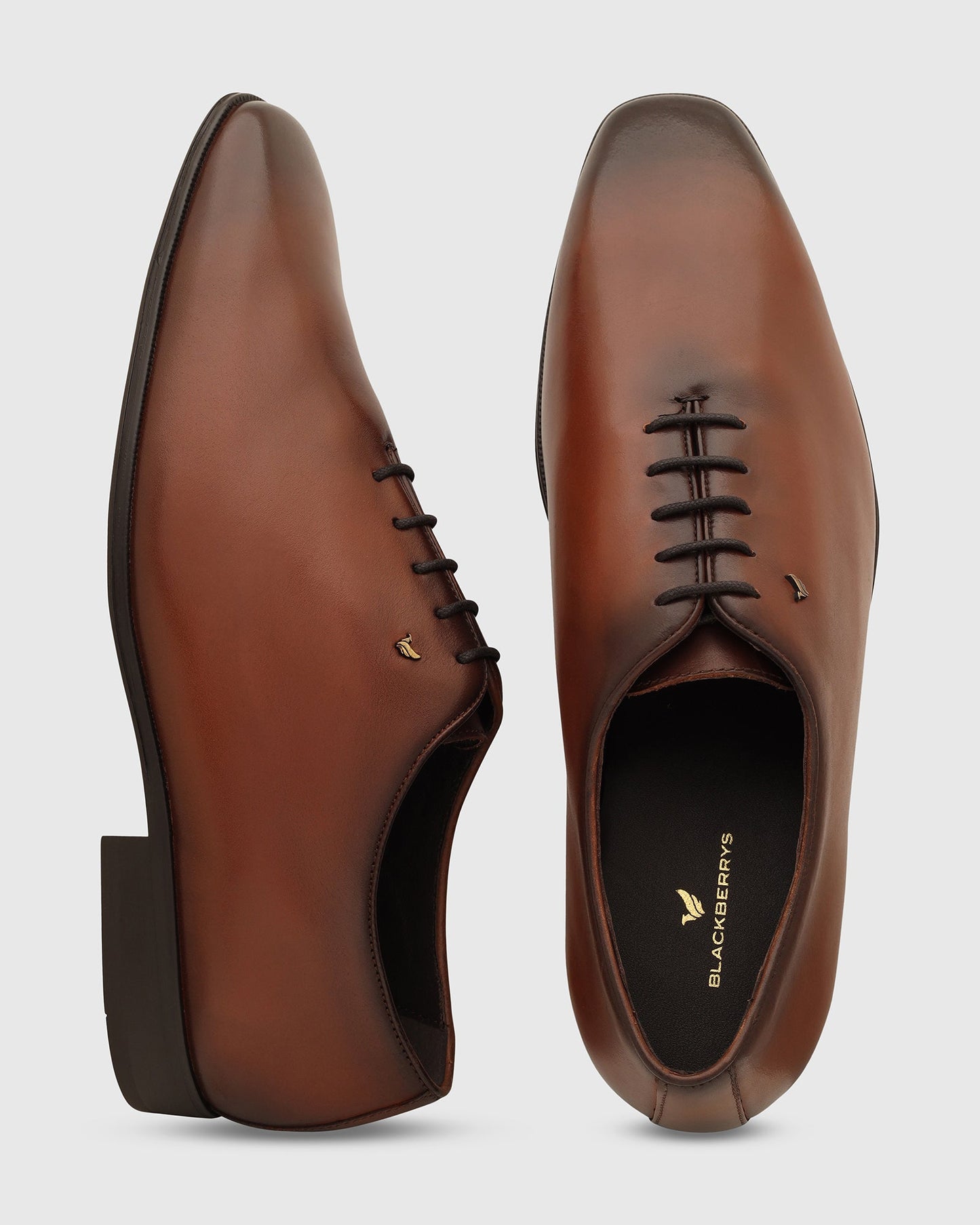 Leather Tan Burgundy Solid Shoes - Von