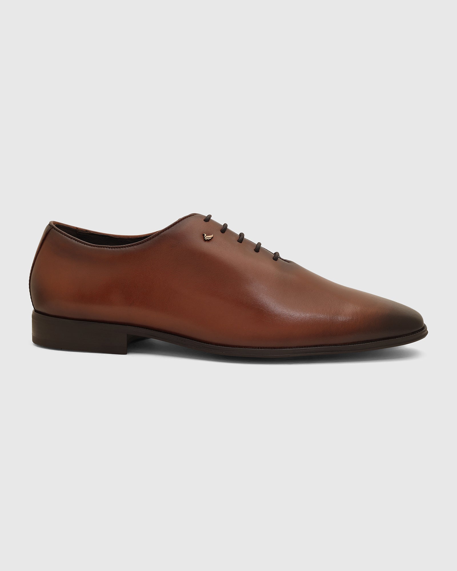 Leather Tan Burgundy Solid Shoes - Von