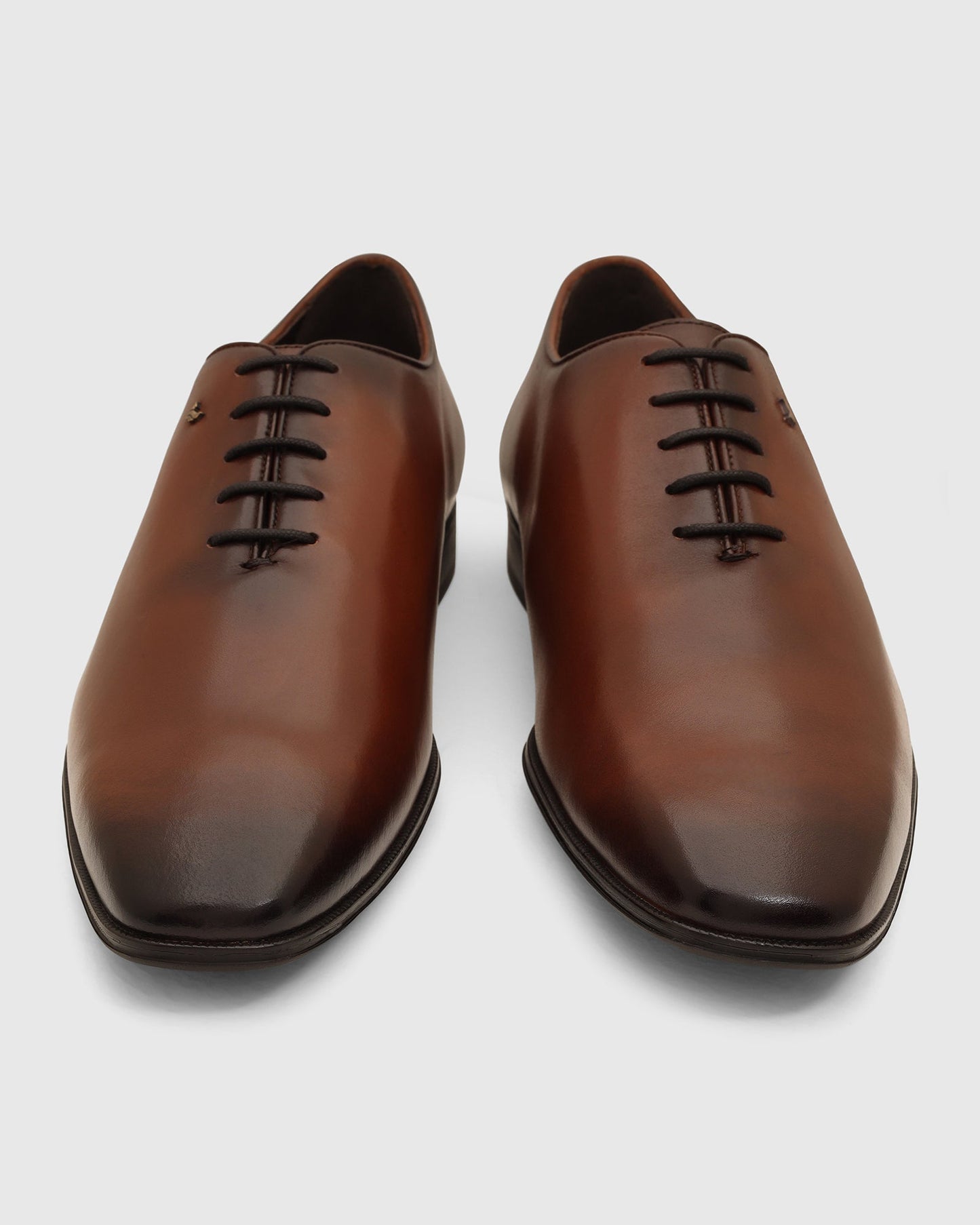 Leather Tan Burgundy Solid Shoes - Von