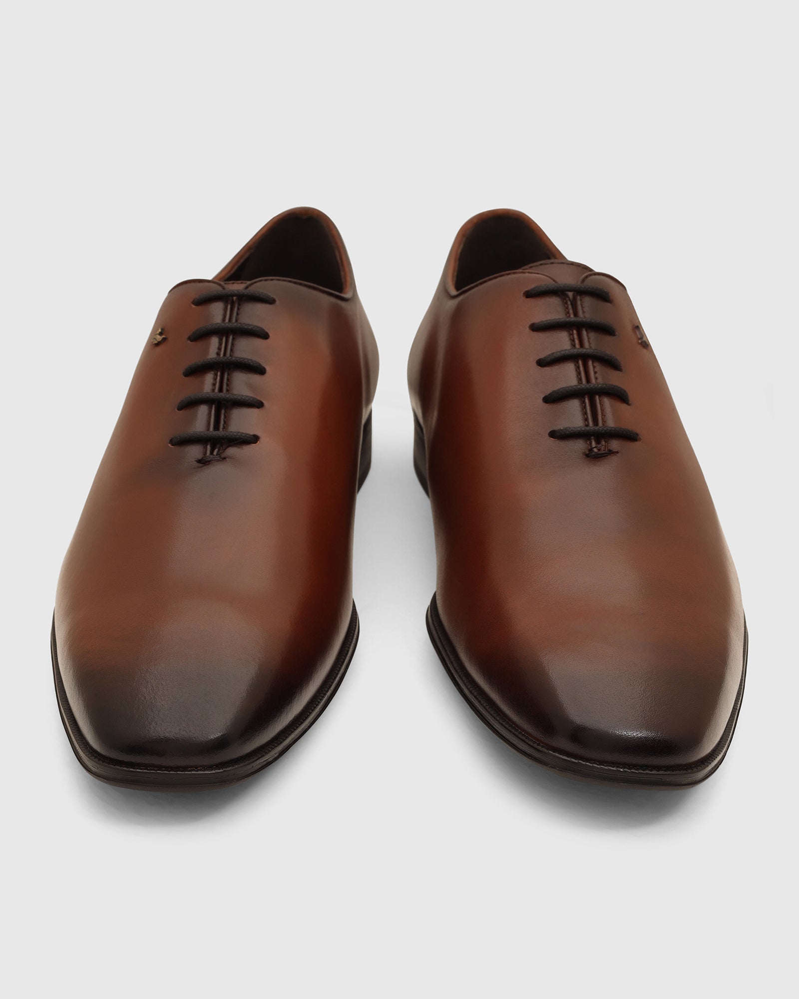 Leather Tan Burgundy Solid Shoes - Von