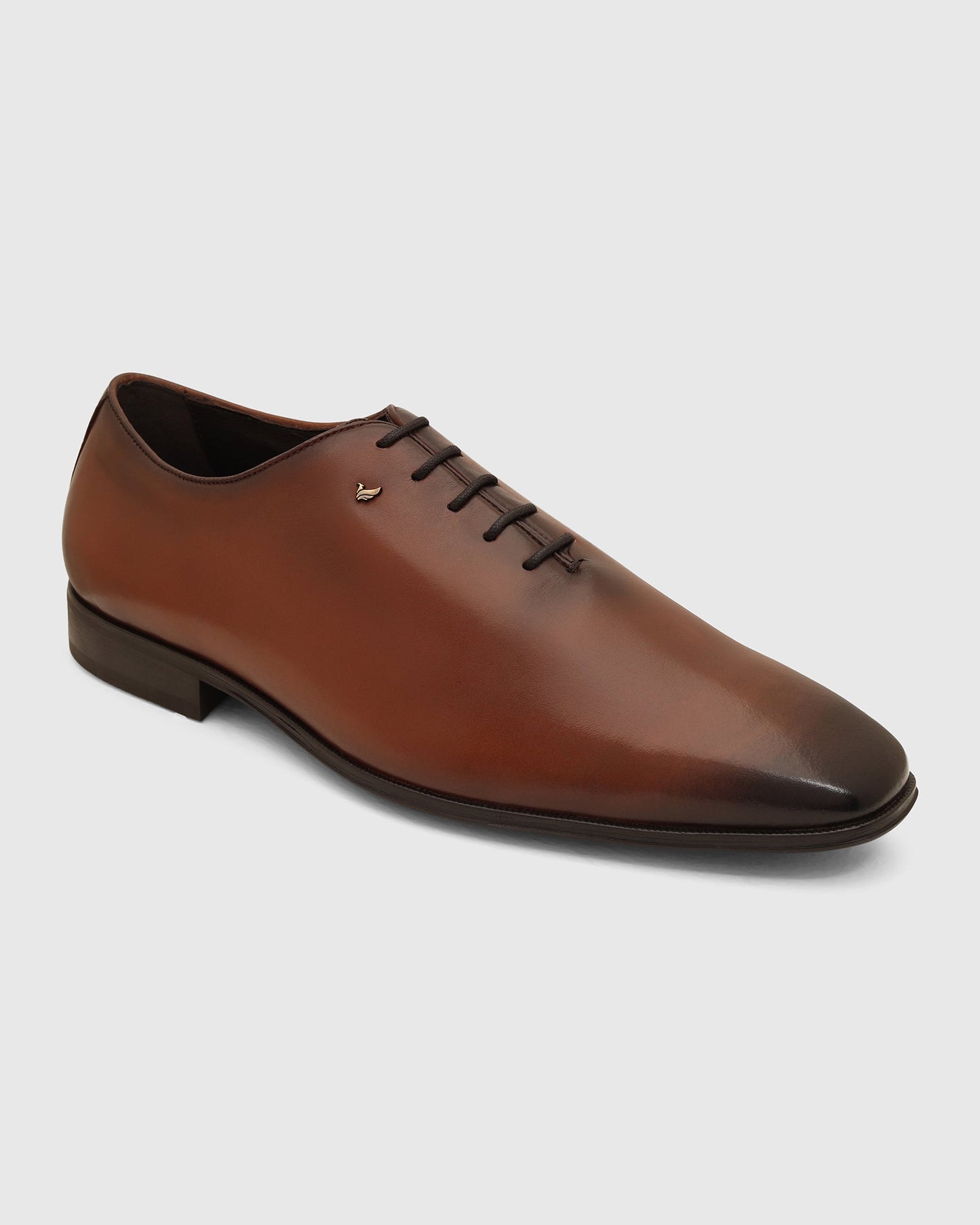 Leather Tan Burgundy Solid Shoes - Von