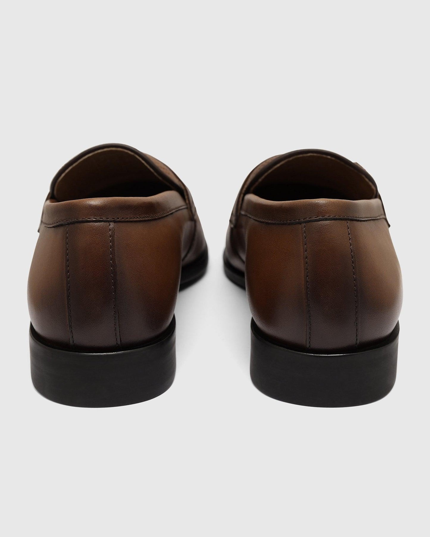Leather Tan Solid Slip On Shoes - Tanner