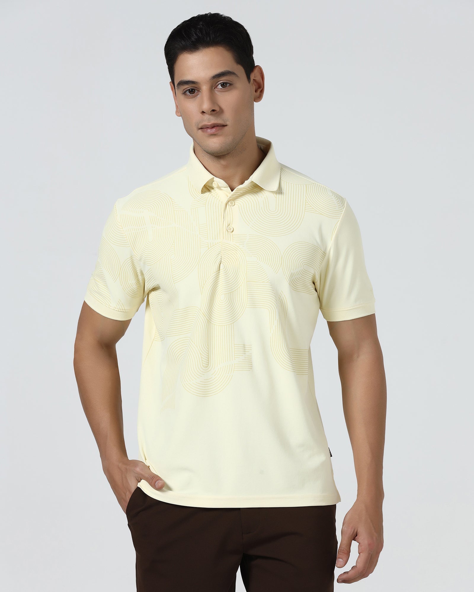 Lemon Yellow TechPro Printed Polo - Neville