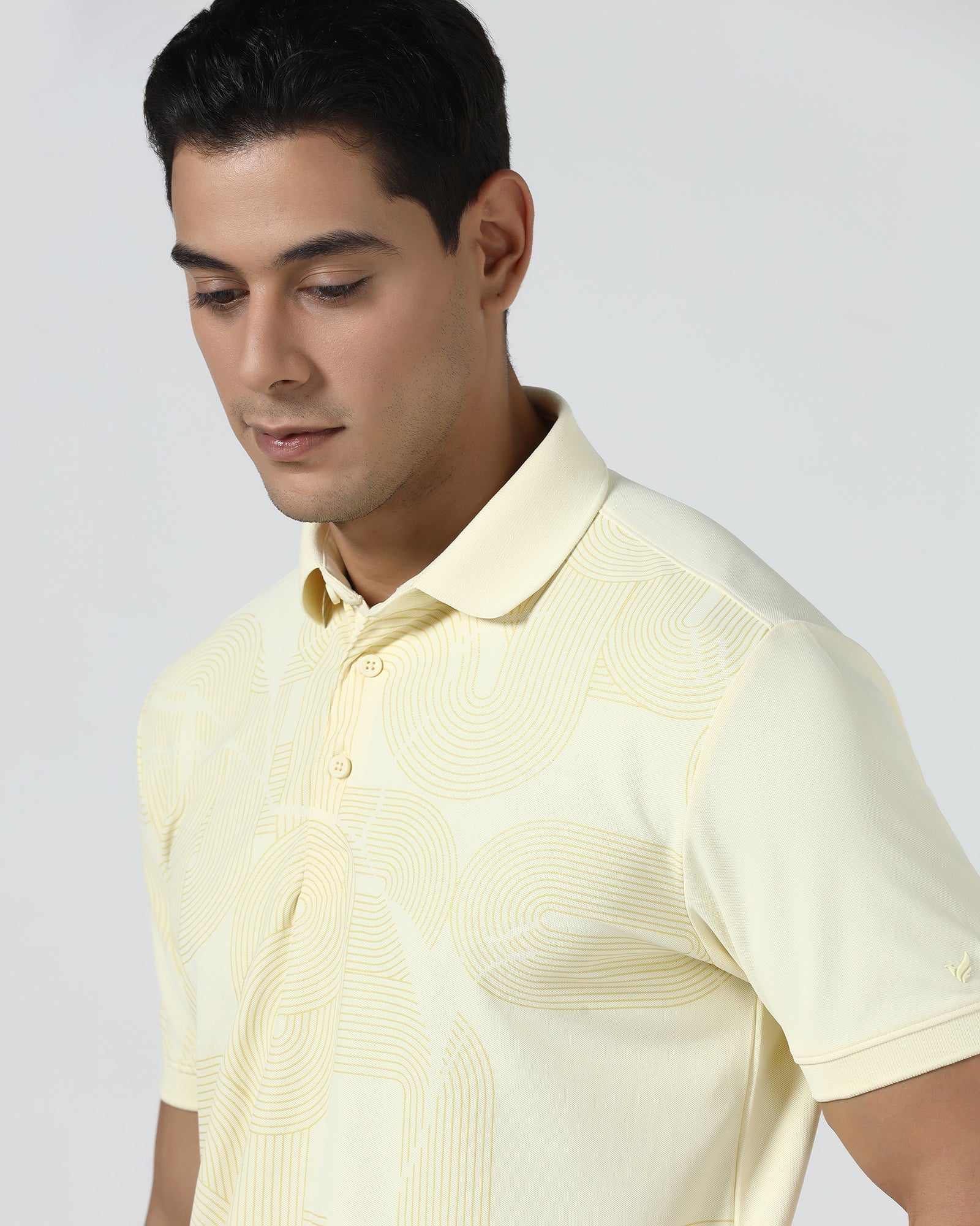 Lemon Yellow TechPro Printed Polo - Neville