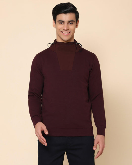 Lesath Pattern Stretch Sweat Shirt In Wine (Slim Fit)
