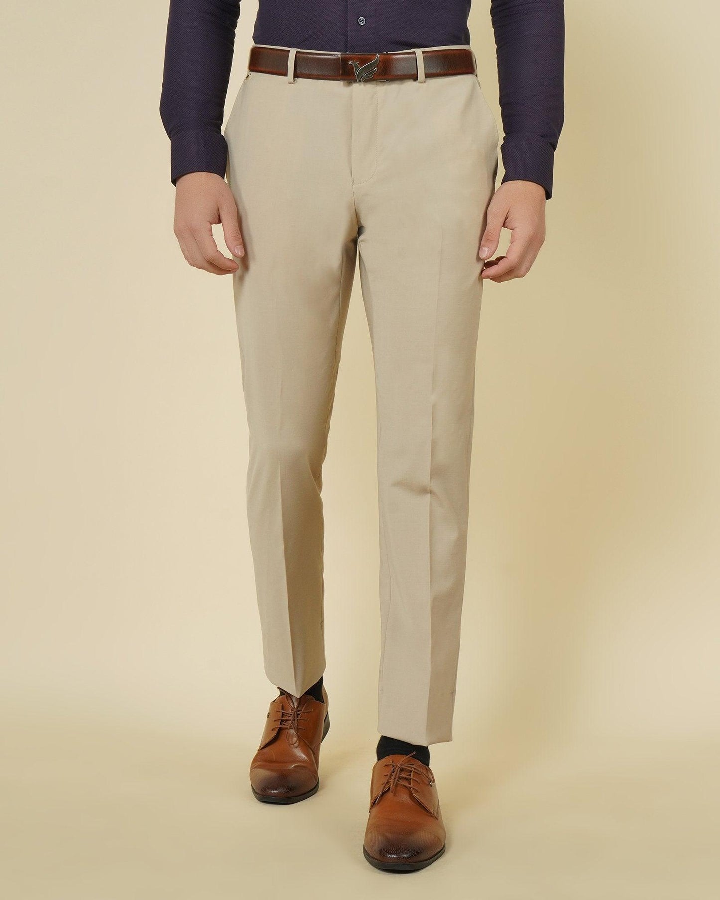 Lewis Formal Premium Stretch Trouser In Beige (B95 Fit)