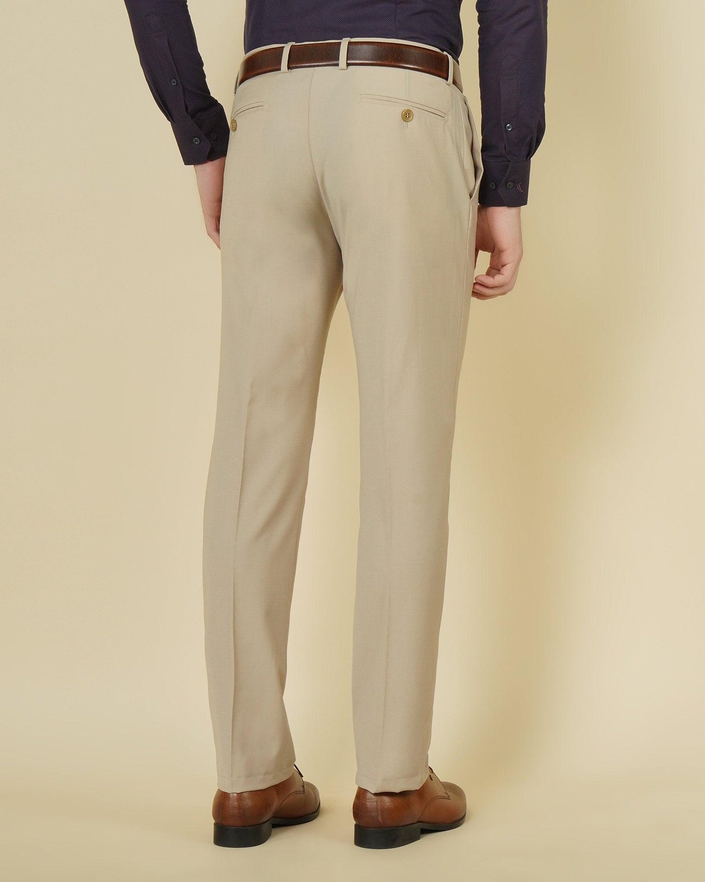 Lewis Formal Premium Stretch Trouser In Beige (B95 Fit) - blackberrys-clothing