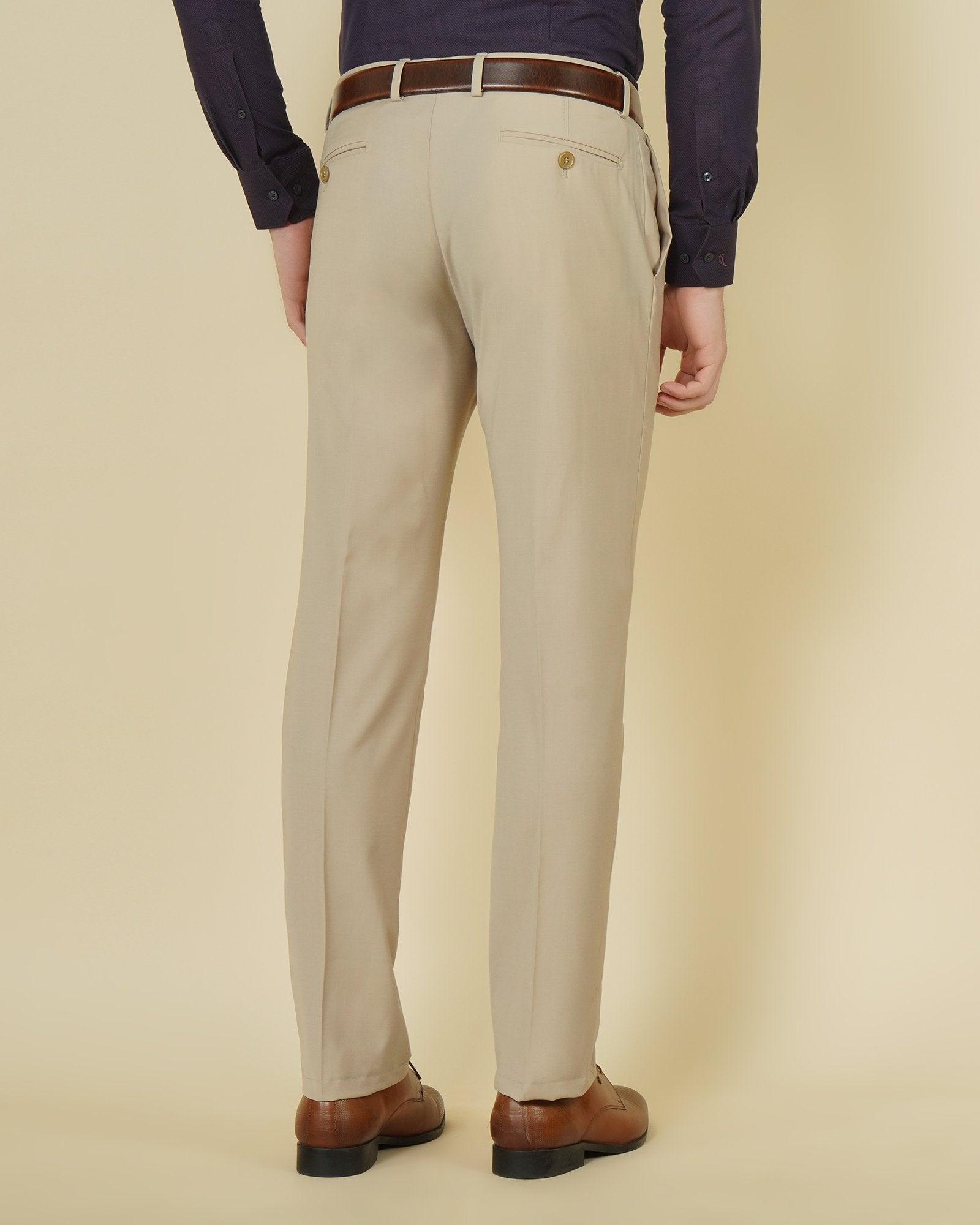Lewis Formal Premium Stretch Trouser In Beige (B95 Fit) - blackberrys-clothing