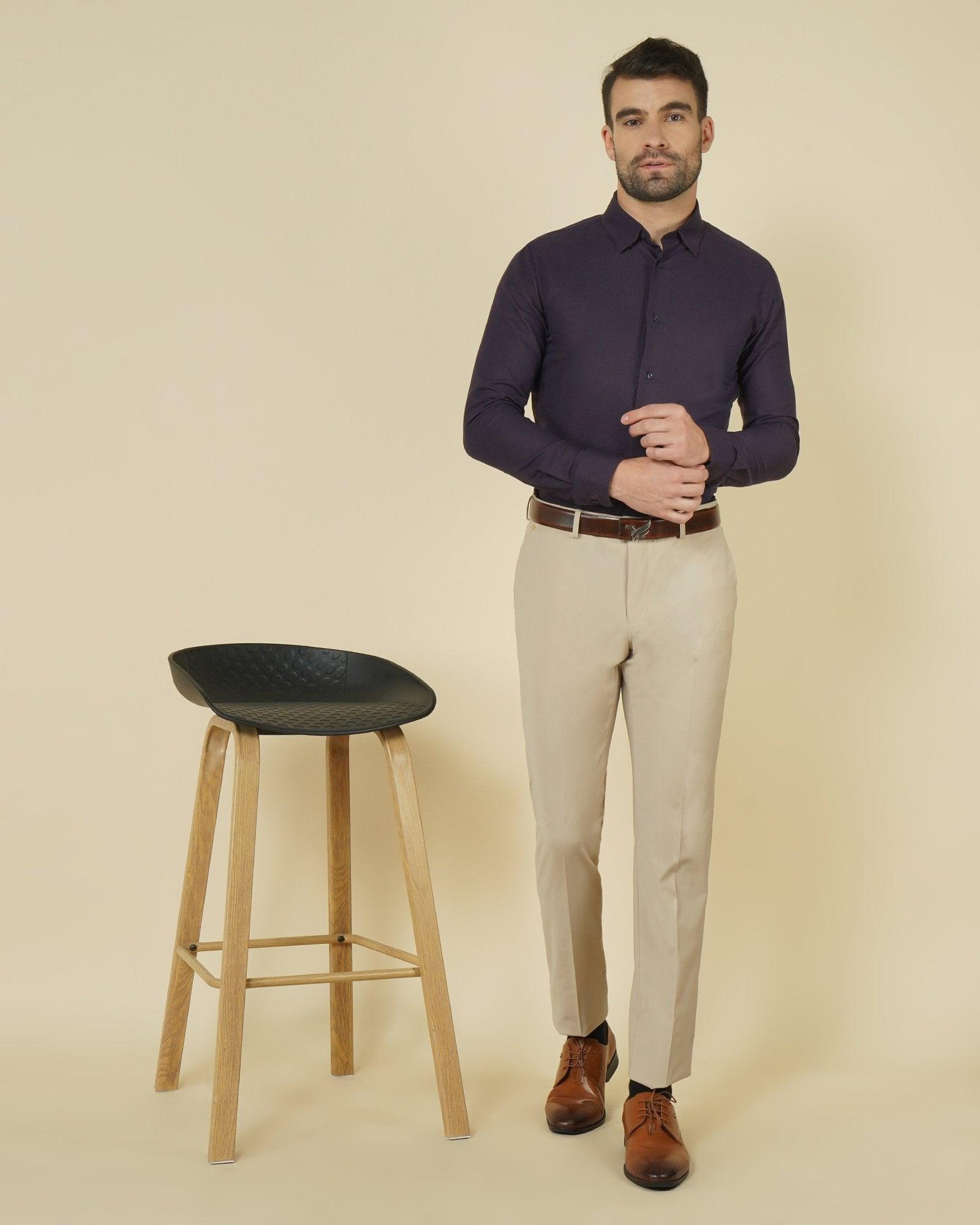 Lewis Formal Premium Stretch Trouser In Beige (B95 Fit) - blackberrys-clothing