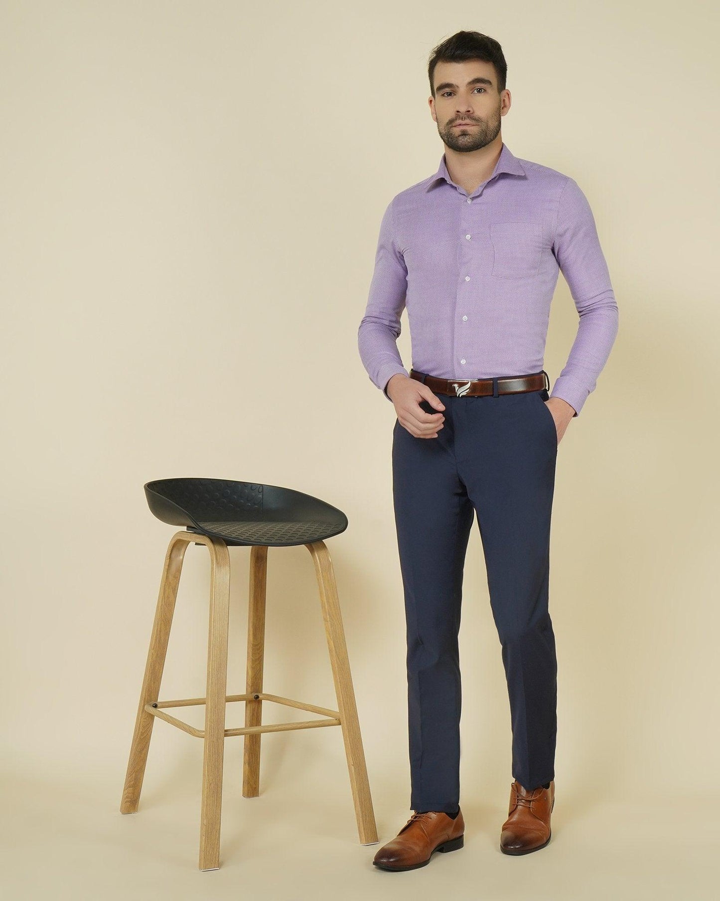 Lewis Formal Premium Stretch Trouser In Navy (B95 Fit) - blackberrys-clothing