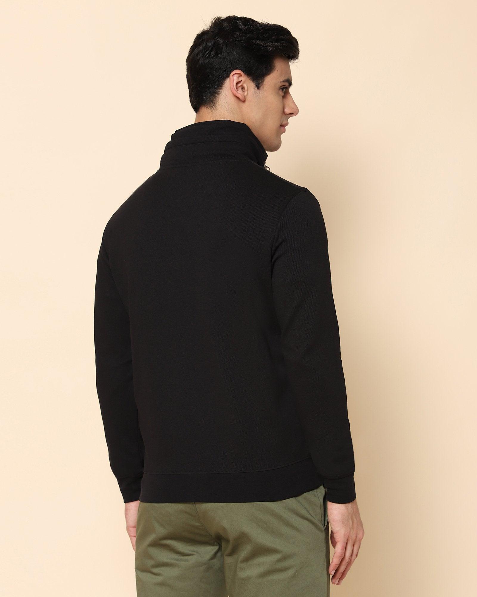 Lich Solid Sweat Shirt In Black - blackberrys-clothing