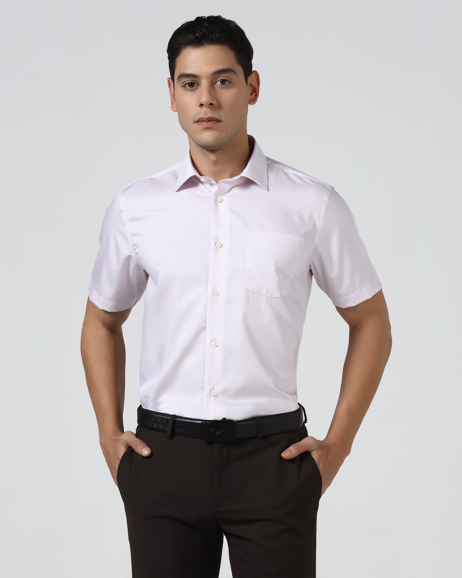 Light Pink Half Sleeve Printed Shirt - Cube