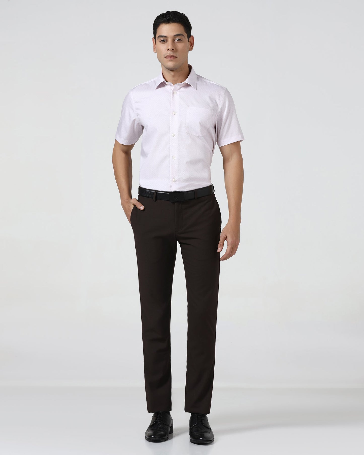 Light Pink Half Sleeve Printed Shirt - Cube