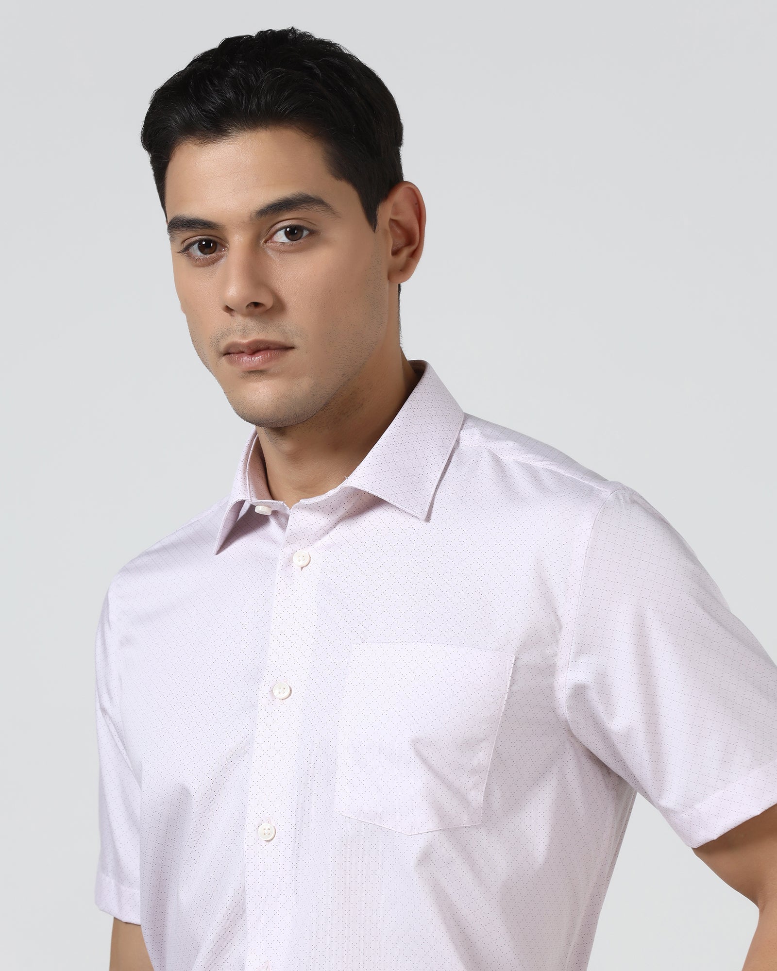 Light Pink Half Sleeve Printed Shirt - Cube