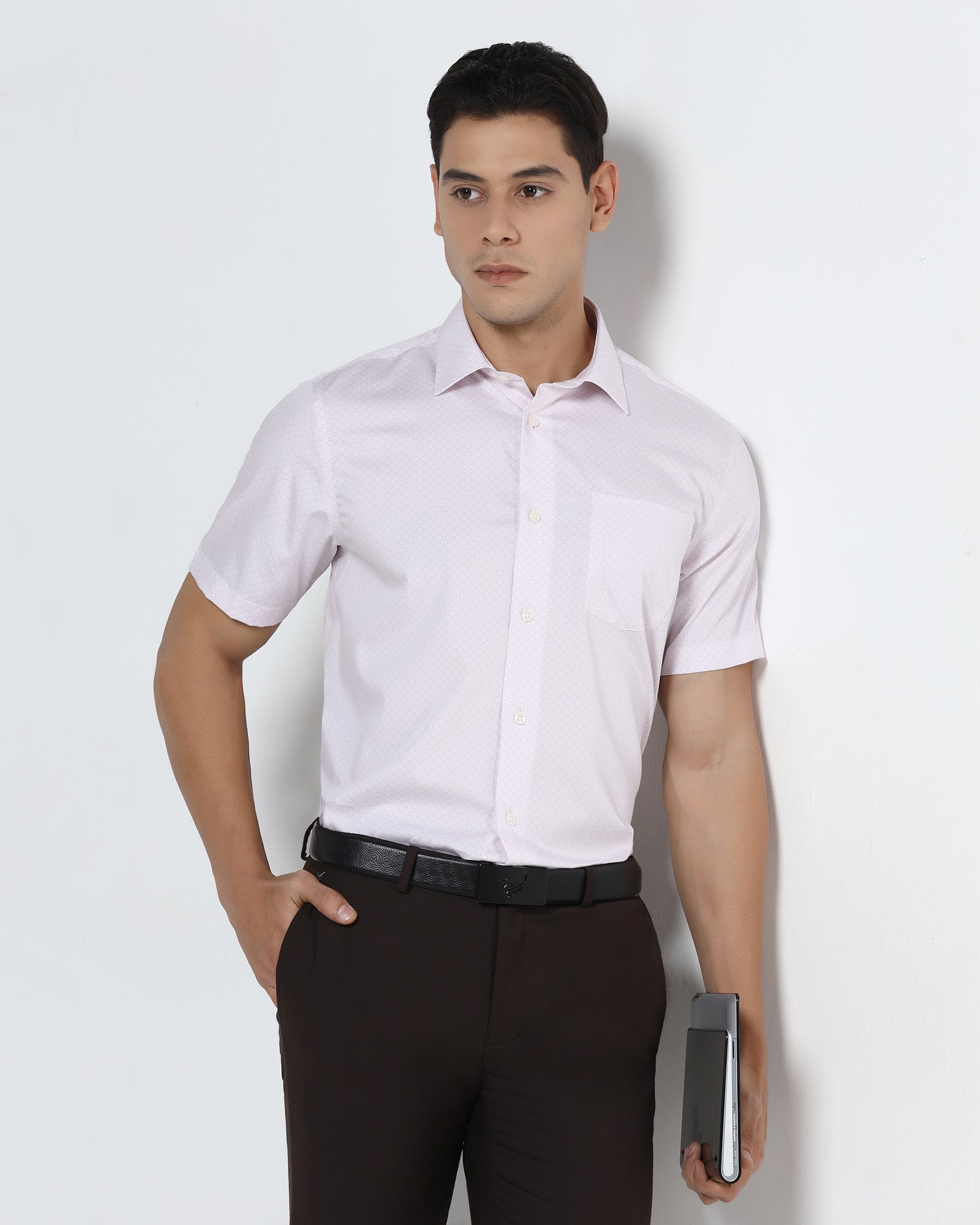 Light Pink Half Sleeve Printed Shirt - Cube