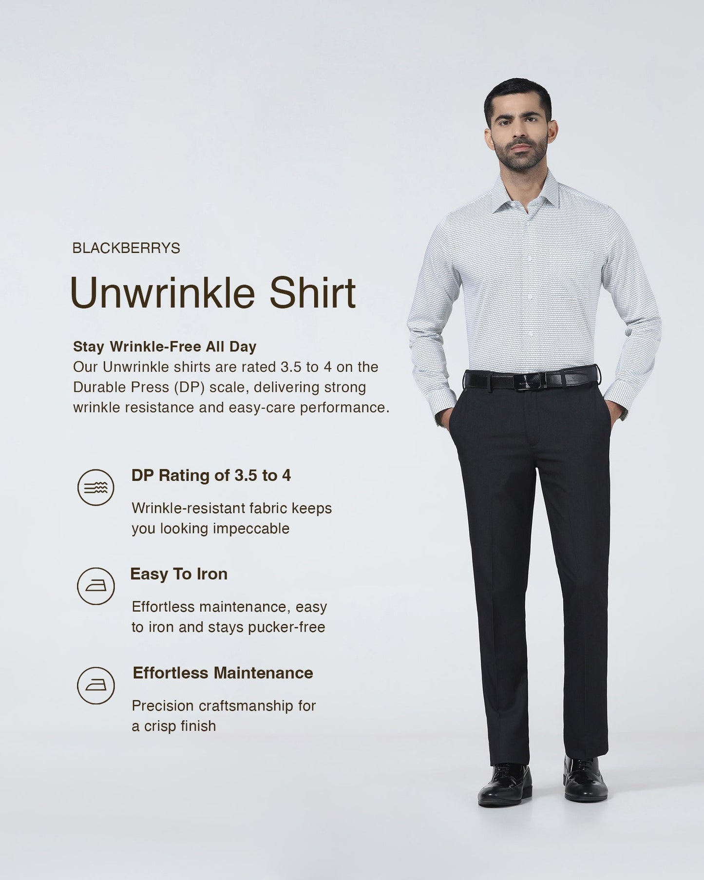 Light Blue Unwrinkle Printed Shirt - Everest