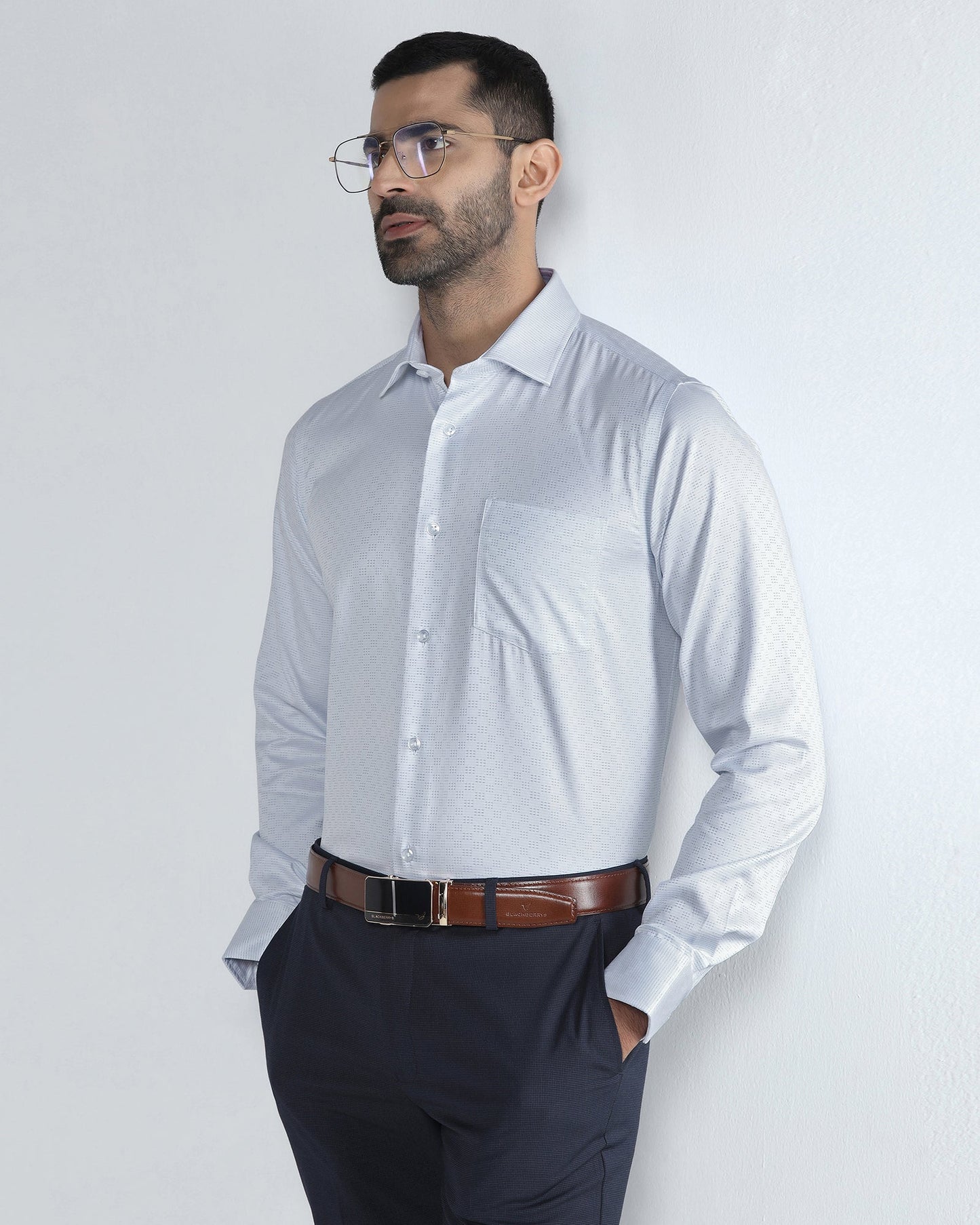 Light Blue Unwrinkle Textured Shirt - Easton