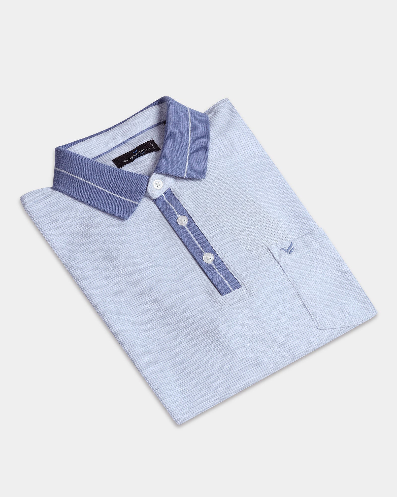 Light Blue Textured Polo - Contra