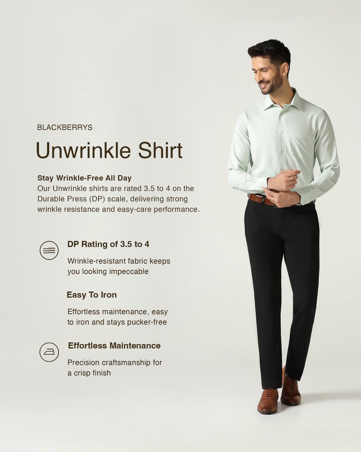Light Green Non Iron Textured Shirt - Racob