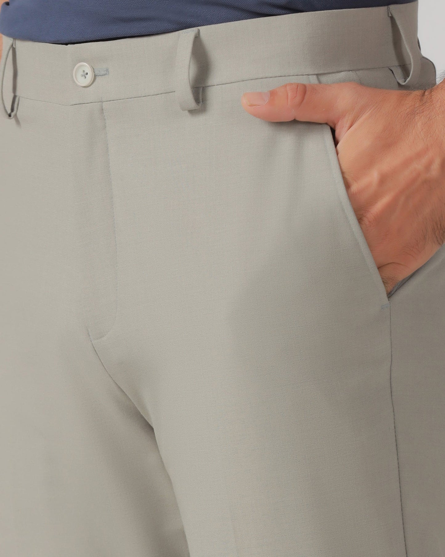 Light Grey Relaxed Fit Solid Trouser - Tanqueray