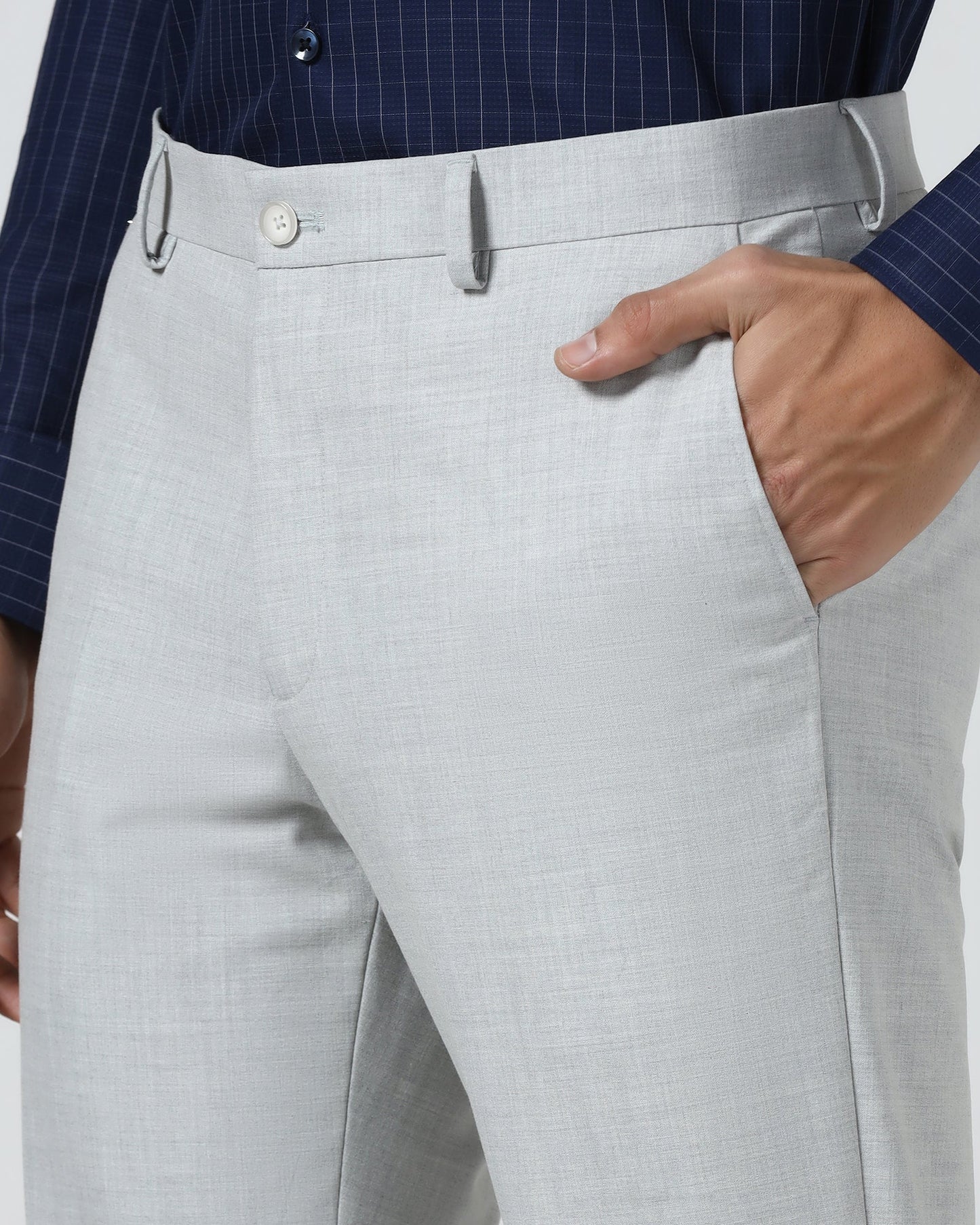 Light Grey Solid Trouser - Arnold