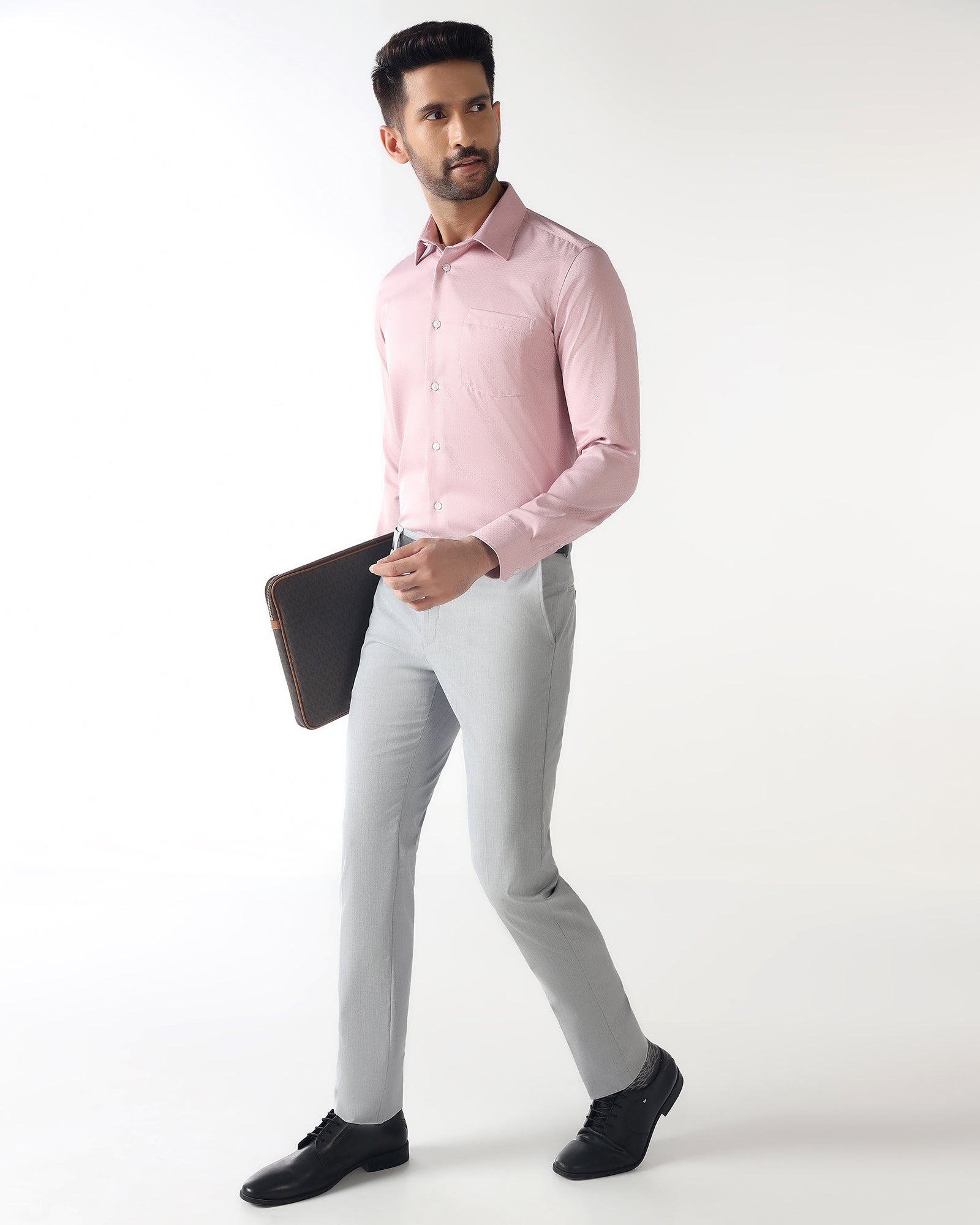 Light Grey Solid Trouser - Malone