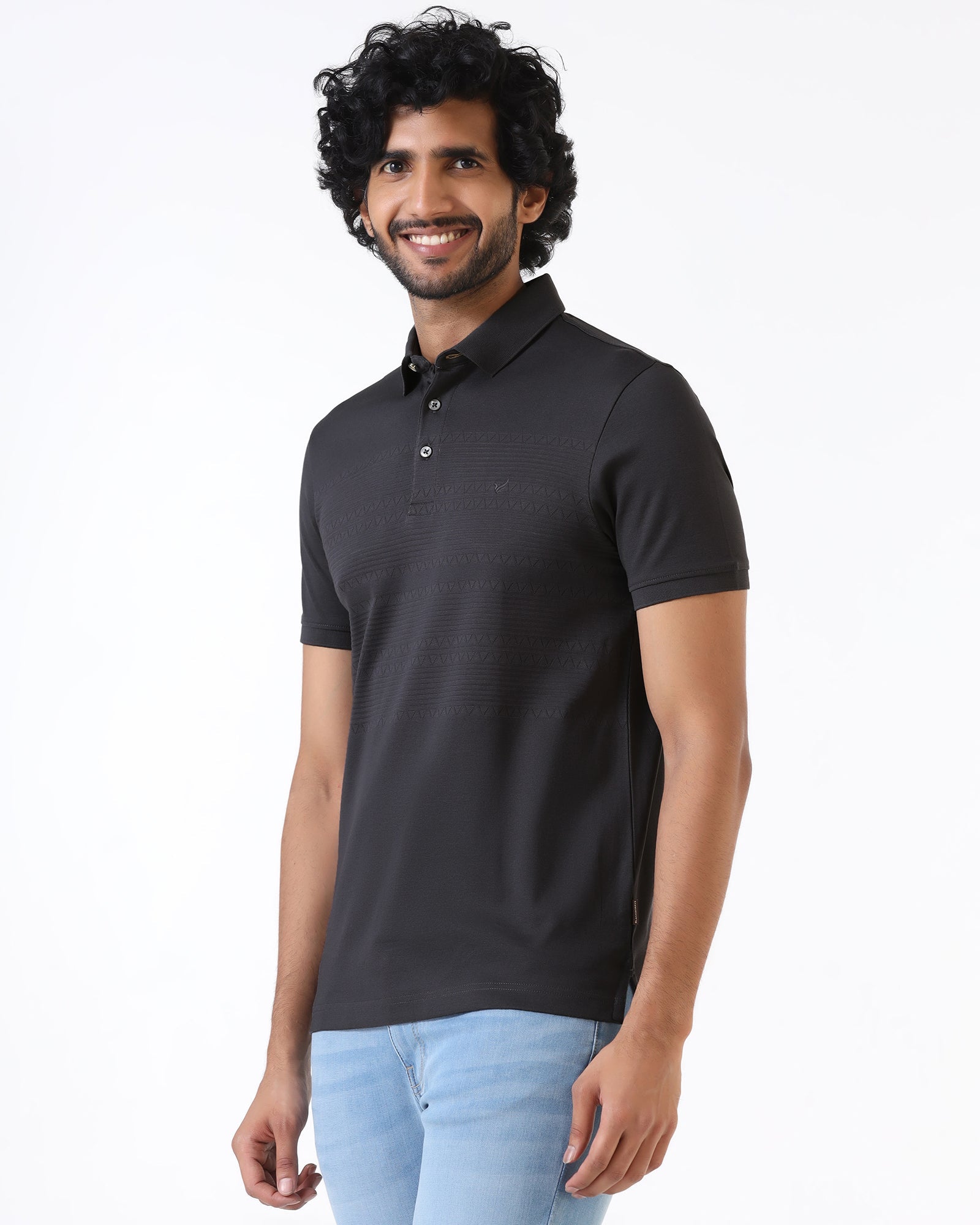 Light Grey Textured Polo - Jap