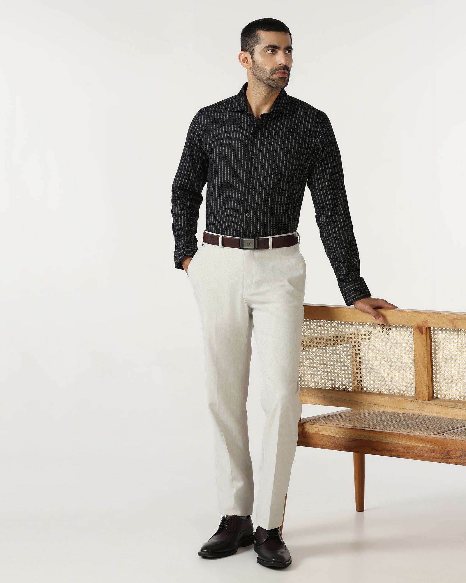 Light Grey Textured Trouser - Chivas