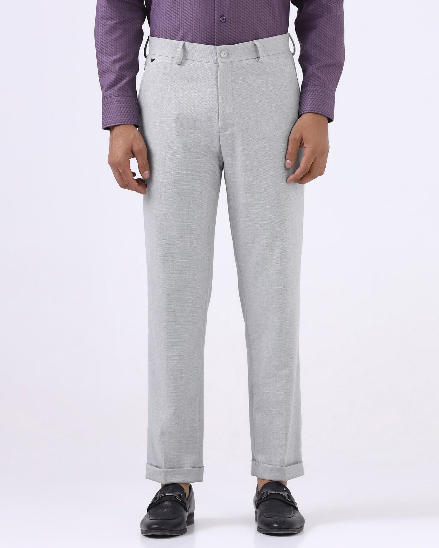 Light Grey Textured Trouser - Marta
