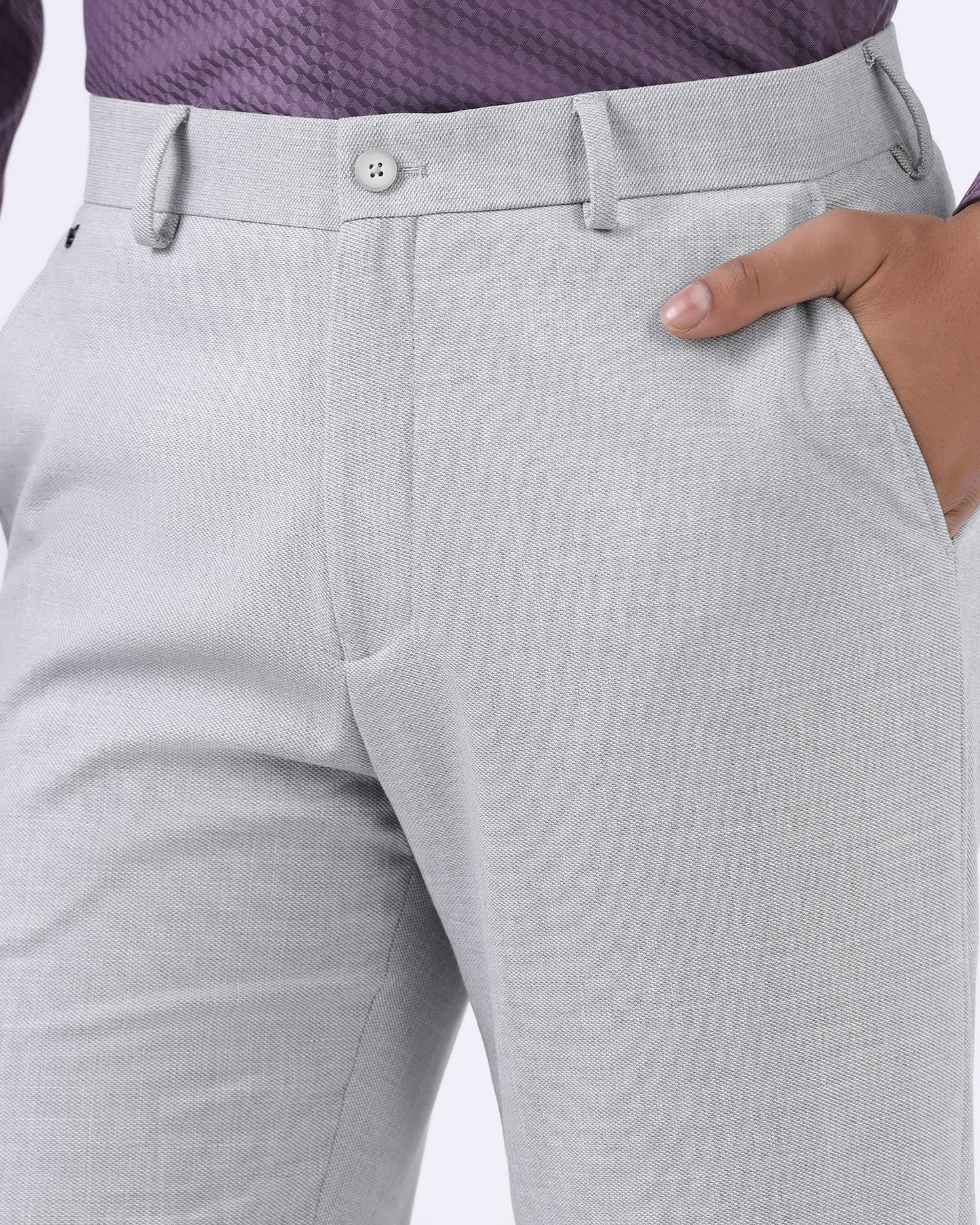 Light Grey Textured Trouser - Marta
