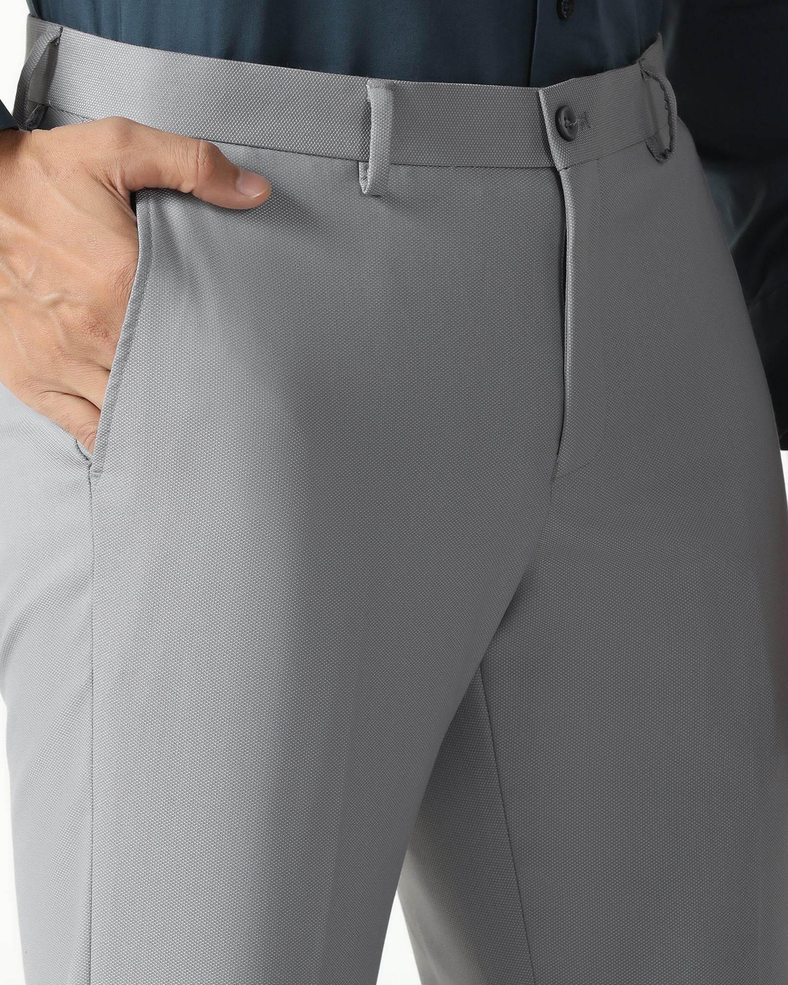 Light Grey Textured Trouser - Monk