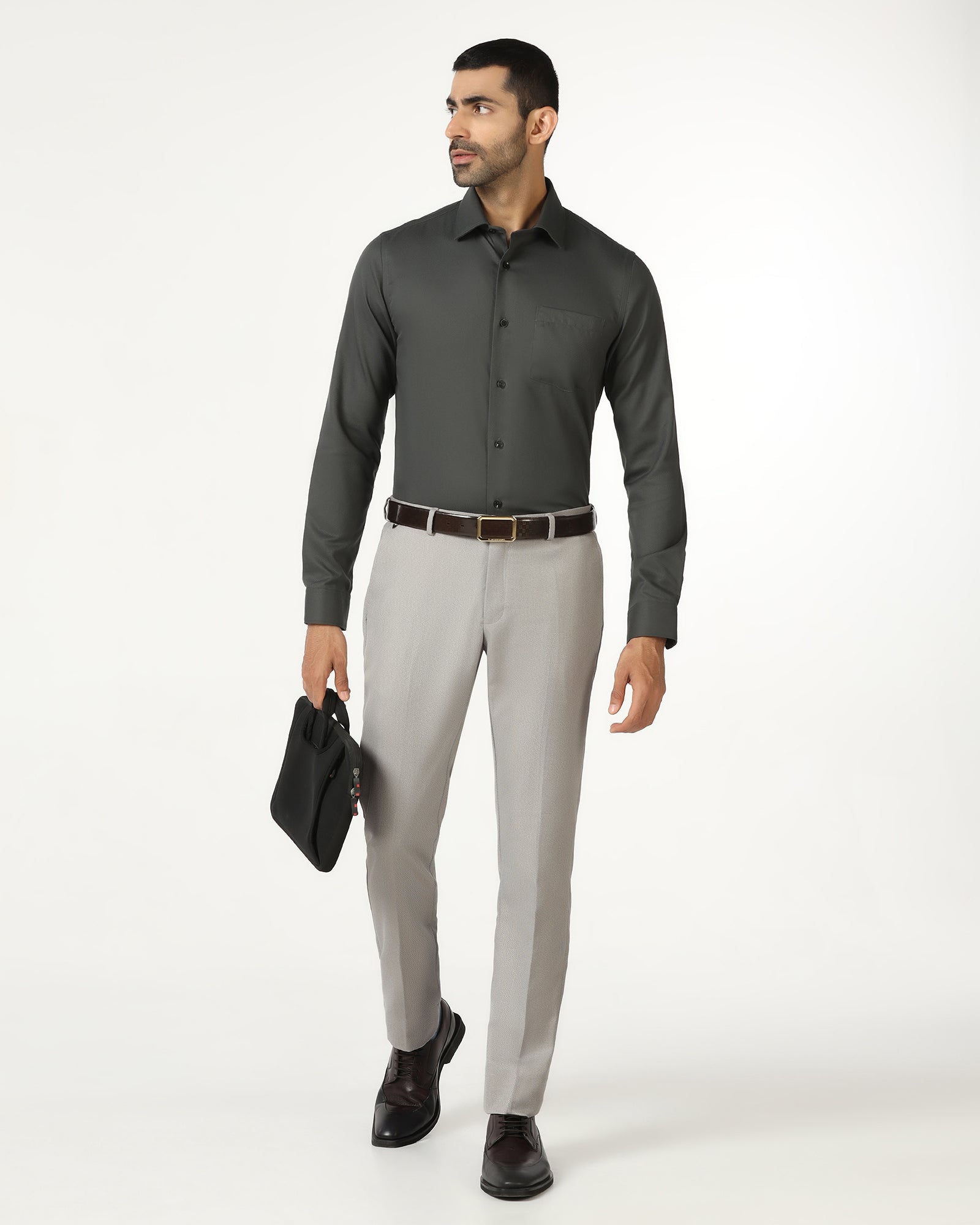 Light Grey Textured Trouser - Templeton