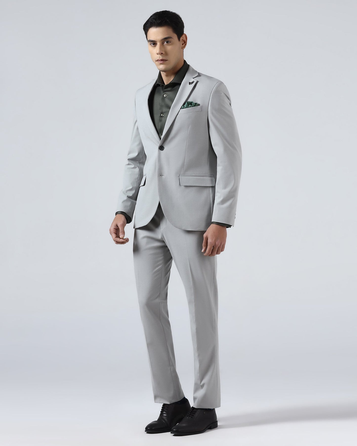 Light Grey Two Piece Solid Suit - Hedra